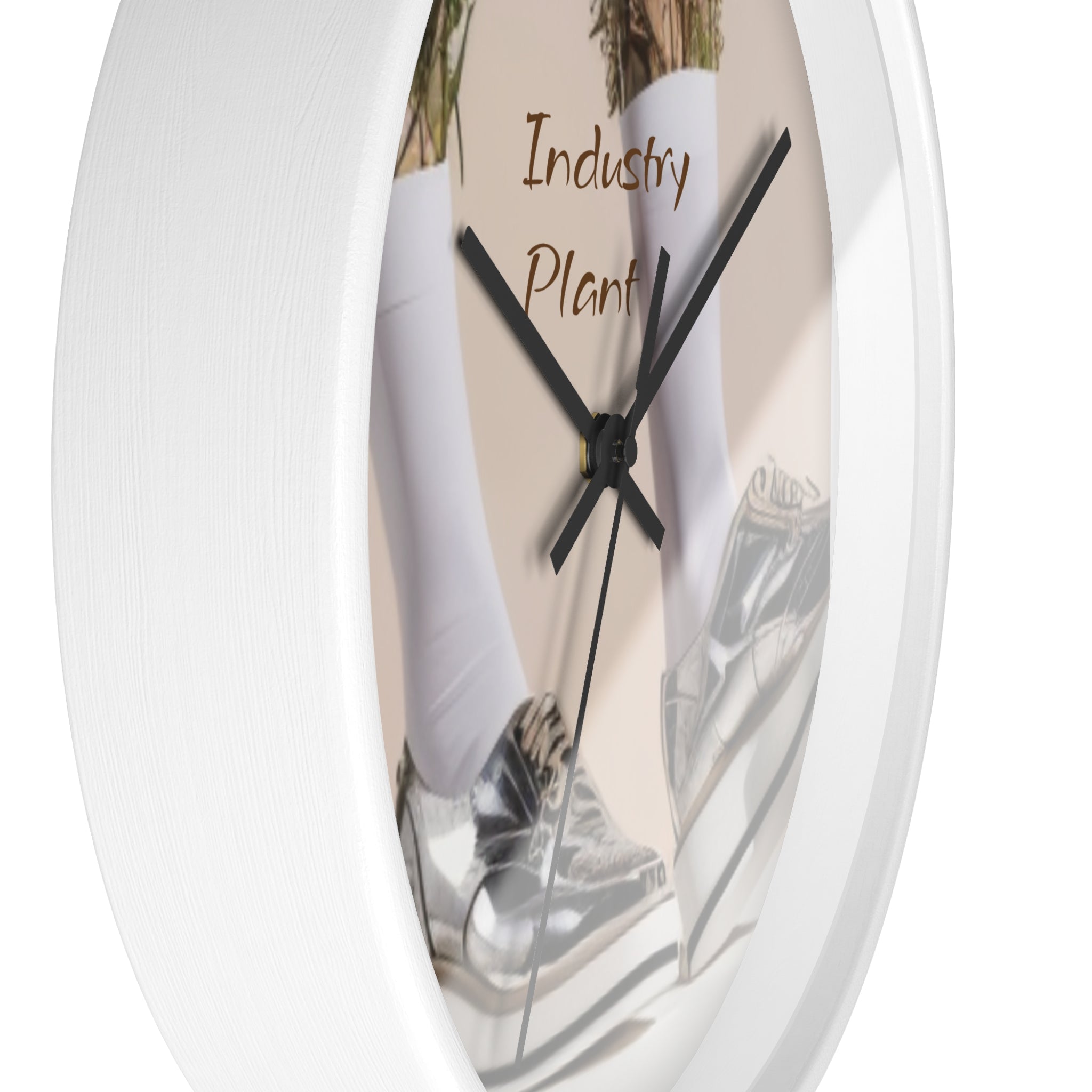 ALWAYS RUNNING ON PLANT POWER Wall Clock — Decorative BOTANICAL SNEAKER THEMED Pattern Clock for Office & Study by Industry Plant