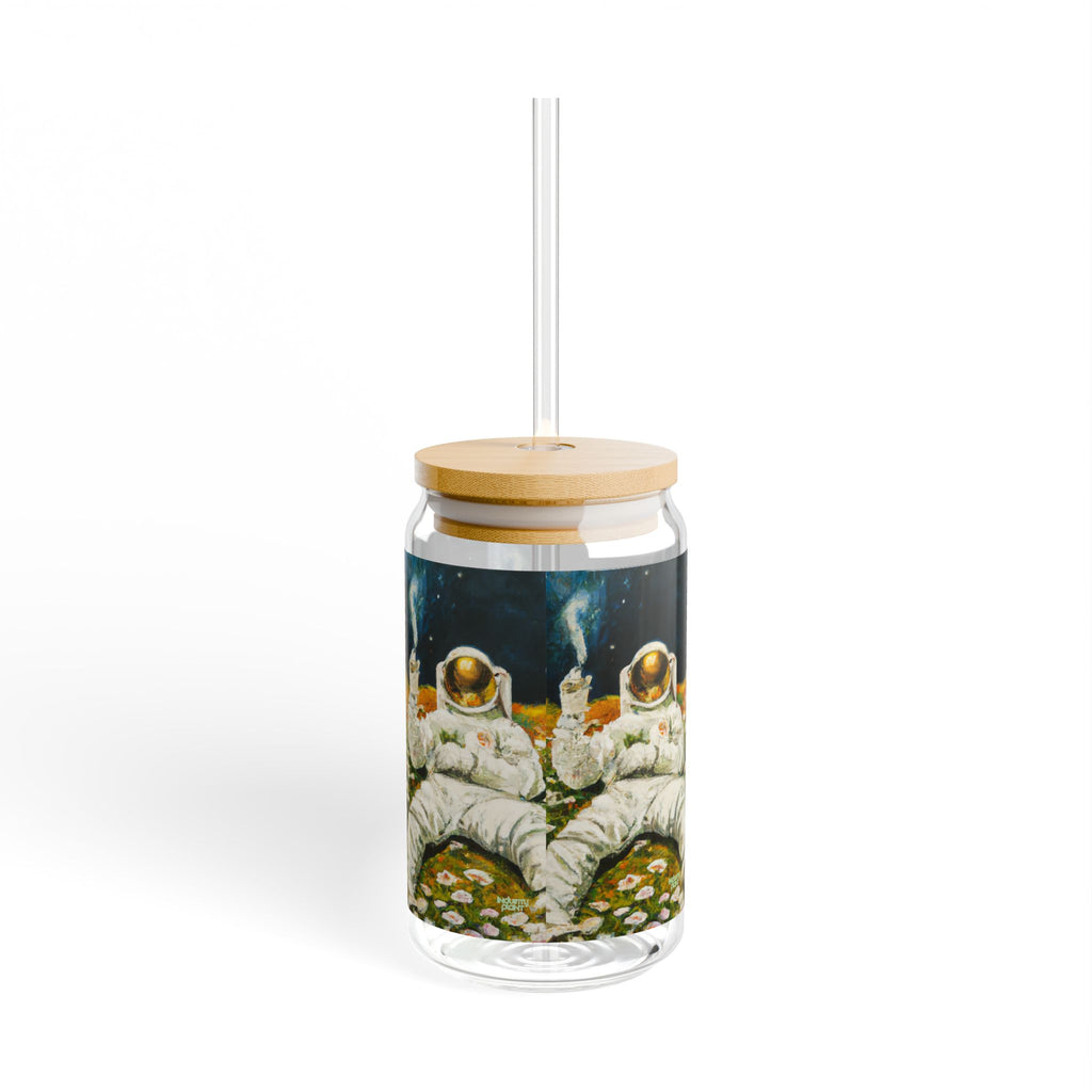 ASTRO STONER Stylish Bamboo Lid Sipper Glass - 16oz with Artistic Design by INDUSTRY PLANT @AutoPaybump