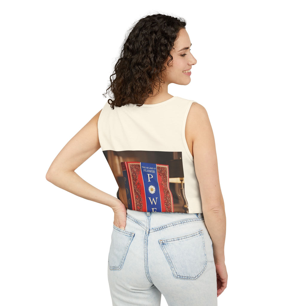 48 LAWS of FLOWER POWER Tank Top — Vintage 'Flower Power' Book Cover Graphic by Industry Plant
