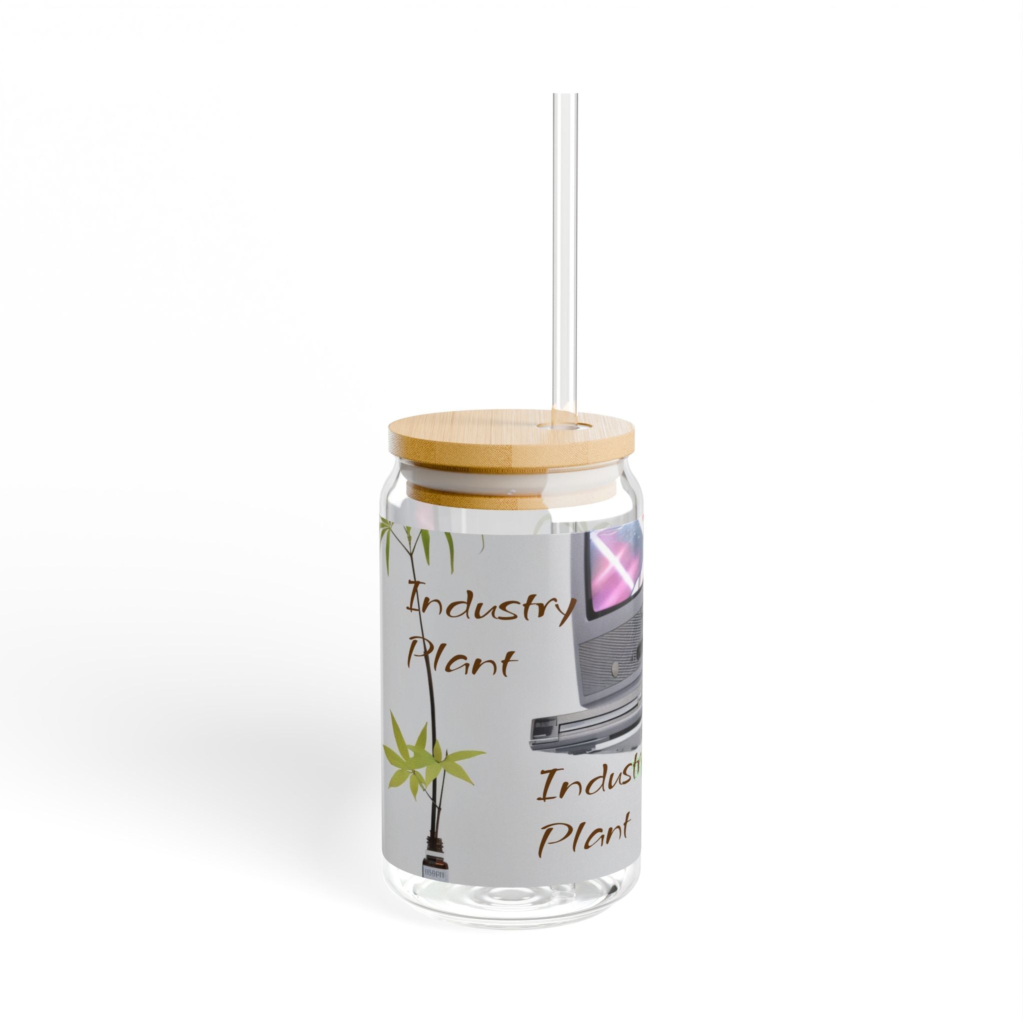 WEED TV Stylish Bamboo Lid Sipper Glass - 16oz with Artistic Design by INDUSTRY PLANT @AutoPaybump