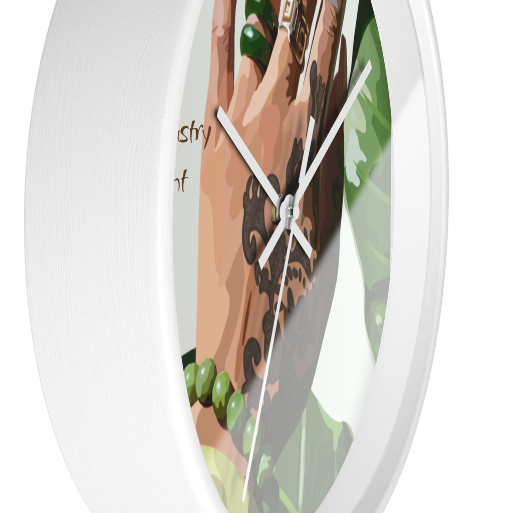 TATTED GREEN THUMB Wall Clock — Decorative Plant Parent Gift Fine Art Print Clock for Office & Study by Industry Plant