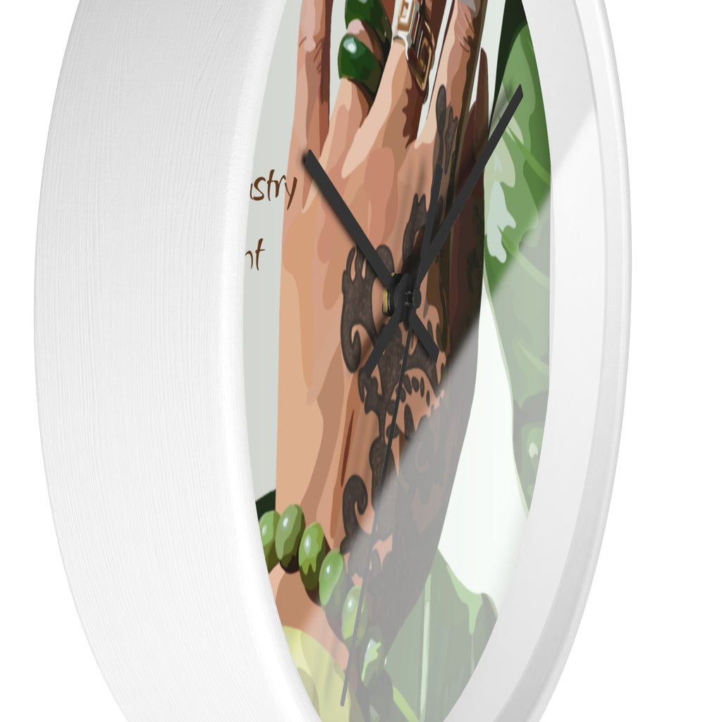 TATTED GREEN THUMB Wall Clock — Decorative Plant Parent Gift Fine Art Print Clock for Office & Study by Industry Plant