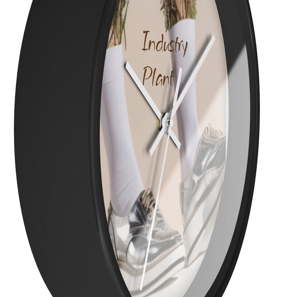 ALWAYS RUNNING ON PLANT POWER Wall Clock — Decorative BOTANICAL SNEAKER THEMED Pattern Clock for Office & Study by Industry Plant