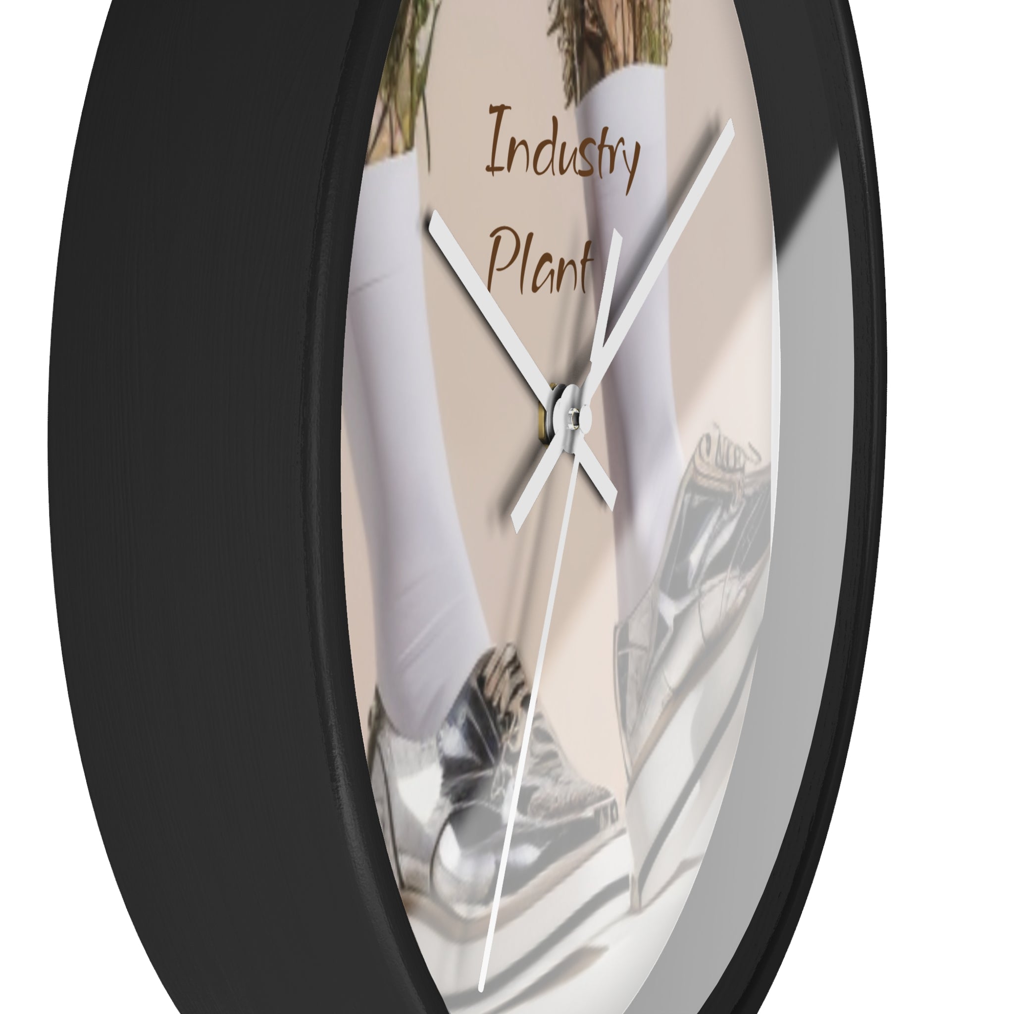 ALWAYS RUNNING ON PLANT POWER Wall Clock — Decorative BOTANICAL SNEAKER THEMED Pattern Clock for Office & Study by Industry Plant