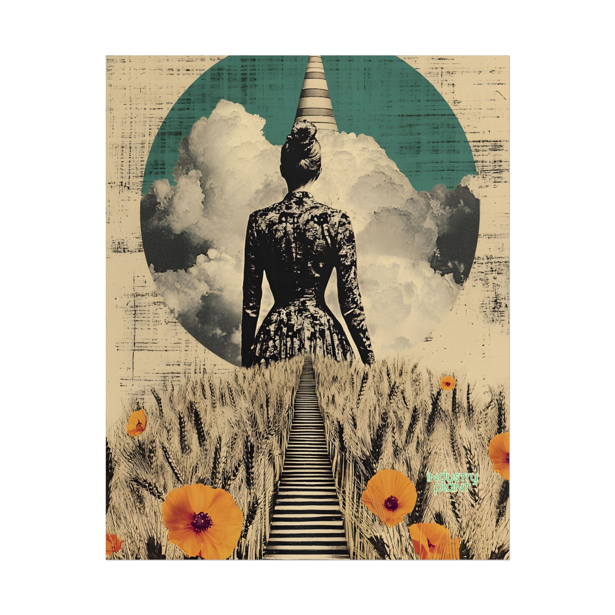 WHEAT SUPREMACIST Surreal Journey Fine Art Poster — Dreamscape Woman, Path Through Wheat & Poppies Art Print by INDUSTRY PLANT @AutoPaybump