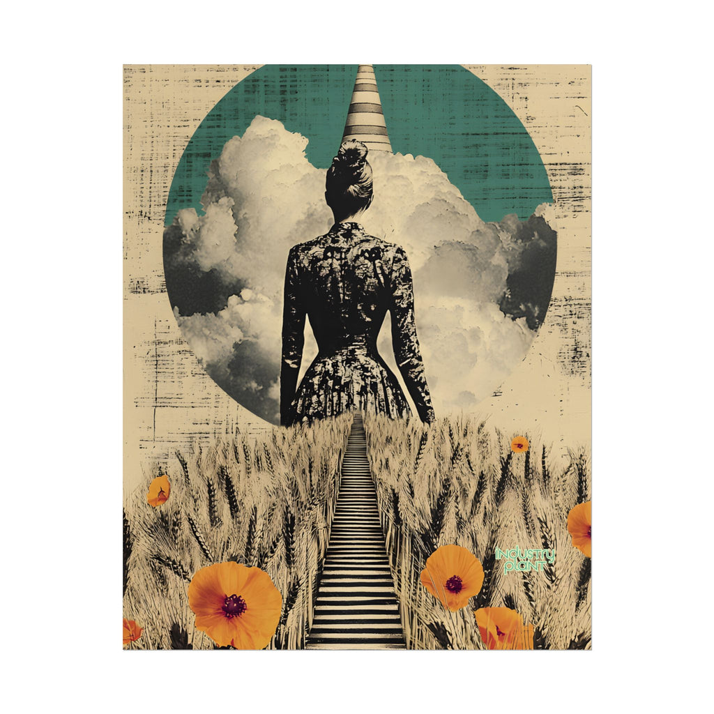 WHEAT SUPREMACIST Surreal Journey Fine Art Poster — Dreamscape Woman, Path Through Wheat & Poppies Art Print by INDUSTRY PLANT @AutoPaybump