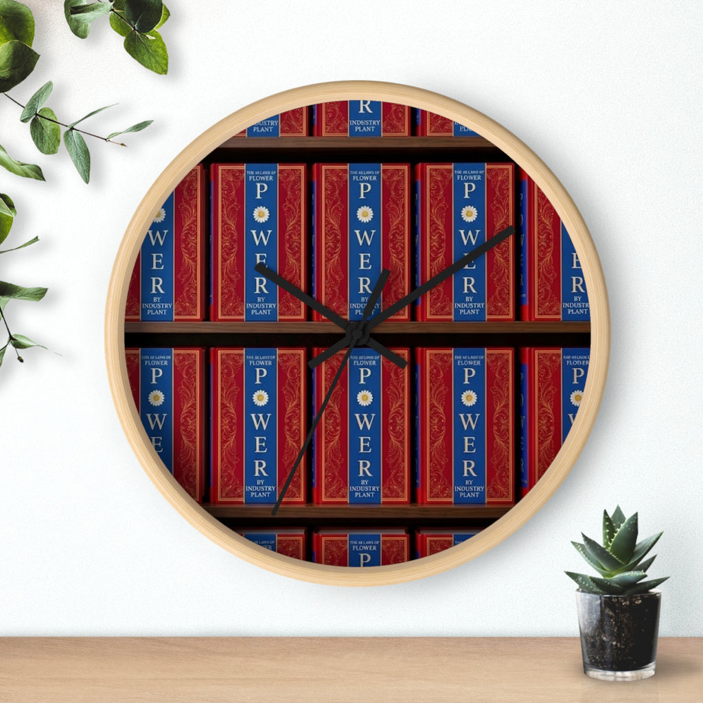 48 LAWS of FLOWER POWER Wall Clock — Decorative 'FLOWER POWER' #BookTok Spine Pattern Clock for Office & Study by Industry Plant