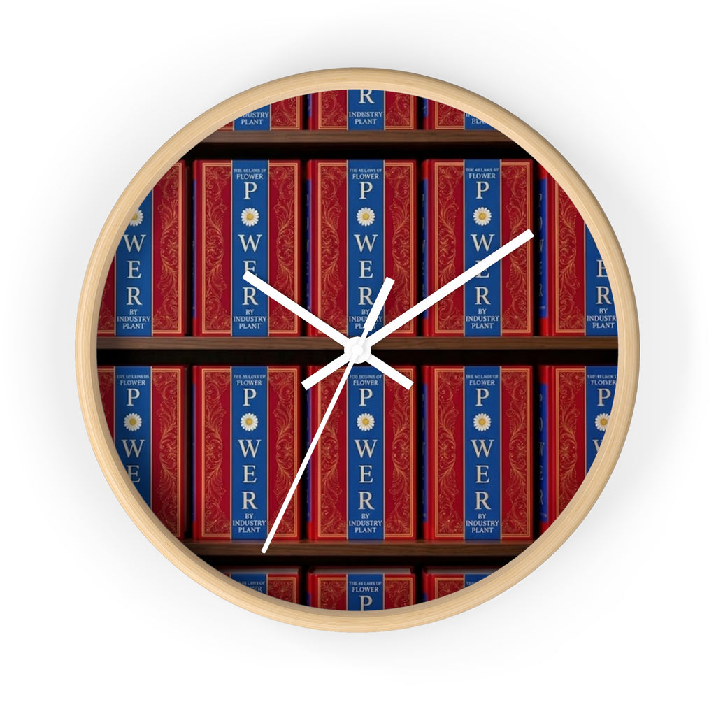 48 LAWS of FLOWER POWER Wall Clock — Decorative 'FLOWER POWER' #BookTok Spine Pattern Clock for Office & Study by Industry Plant