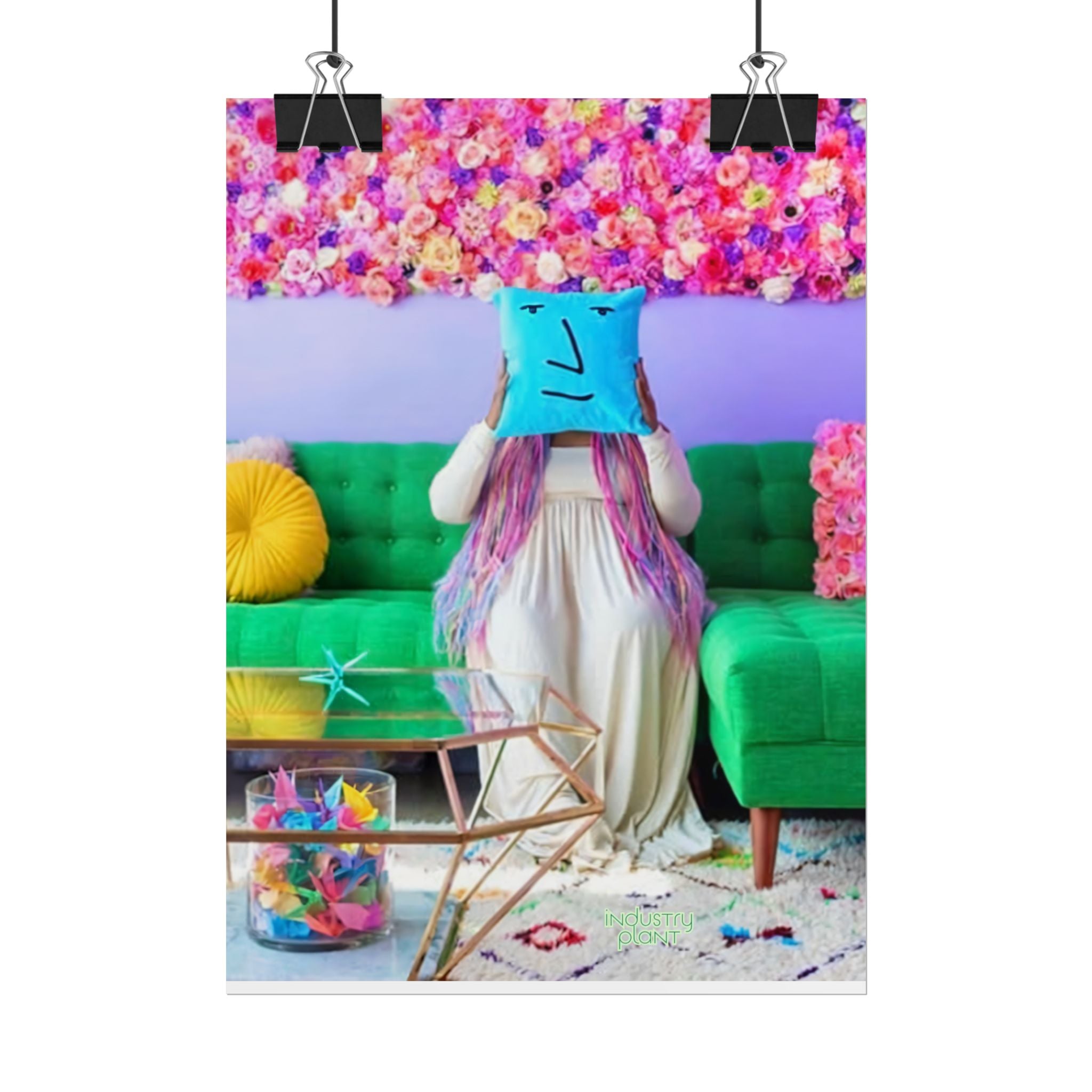 UX Unicorn Queen Casa Colorful Floral Living Room Fine Art Poster — Whimsical Pillow Face Fine Art Print by INDUSTRY PLANT @AutoPaybump