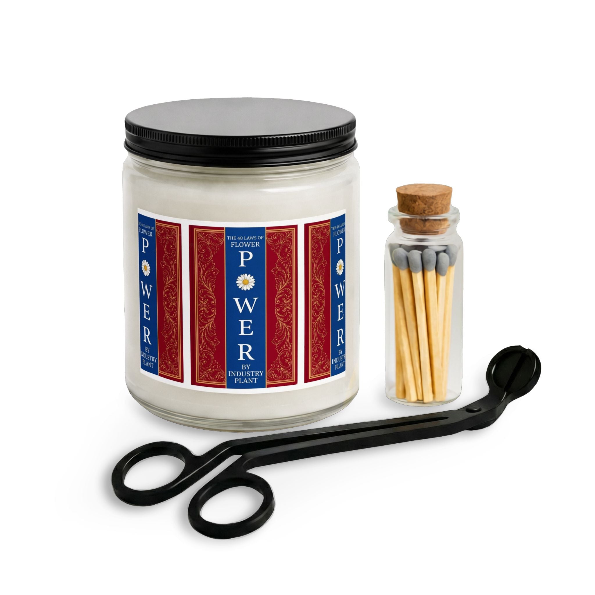 48 LAWS of FLOWER POWER Scented Candle Set with Matches & Wick Trimmer by Industry Plant