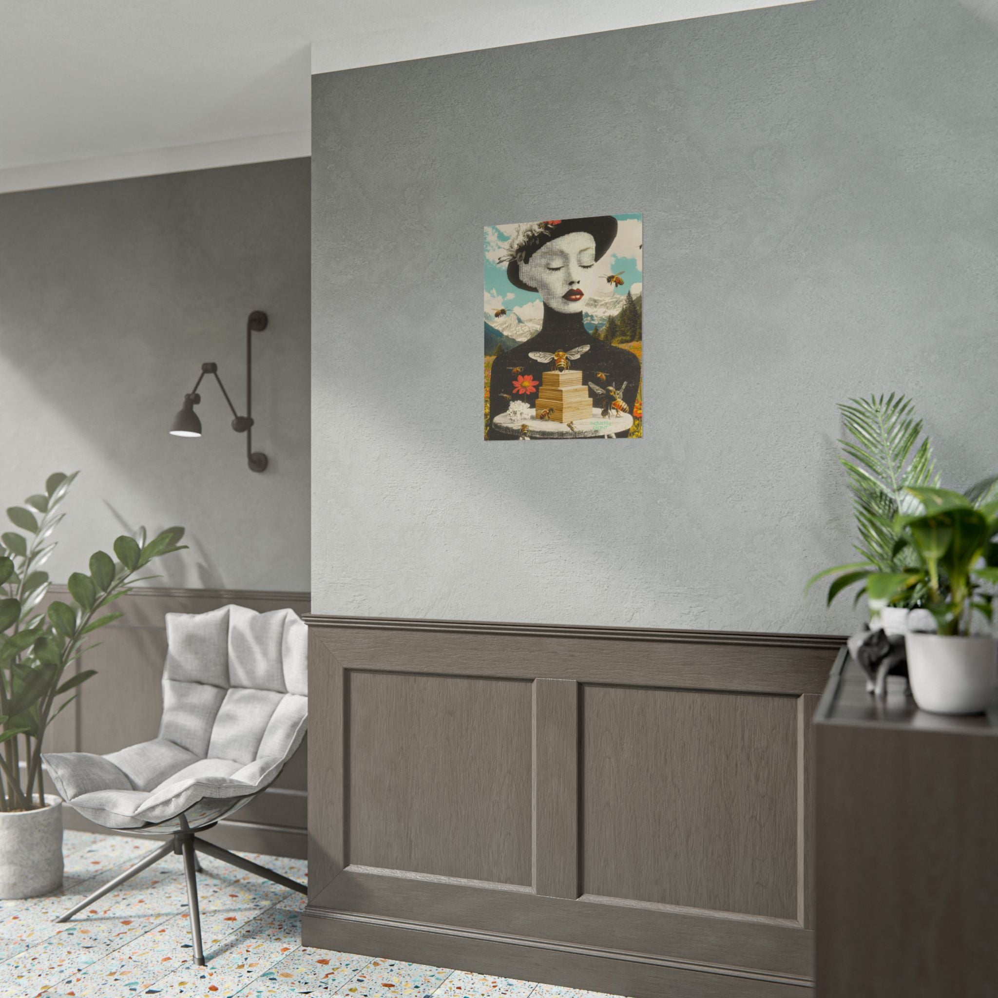 BEE STING LIPS BAE Fine Art Poster — Surreal Bee Lady Fine Art Print by INDUSTRY PLANT @AutoPaybump