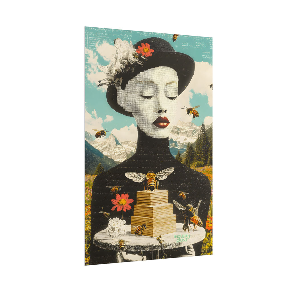 BEE STING LIPS BAE Fine Art Poster — Surreal Bee Lady Fine Art Print by INDUSTRY PLANT @AutoPaybump