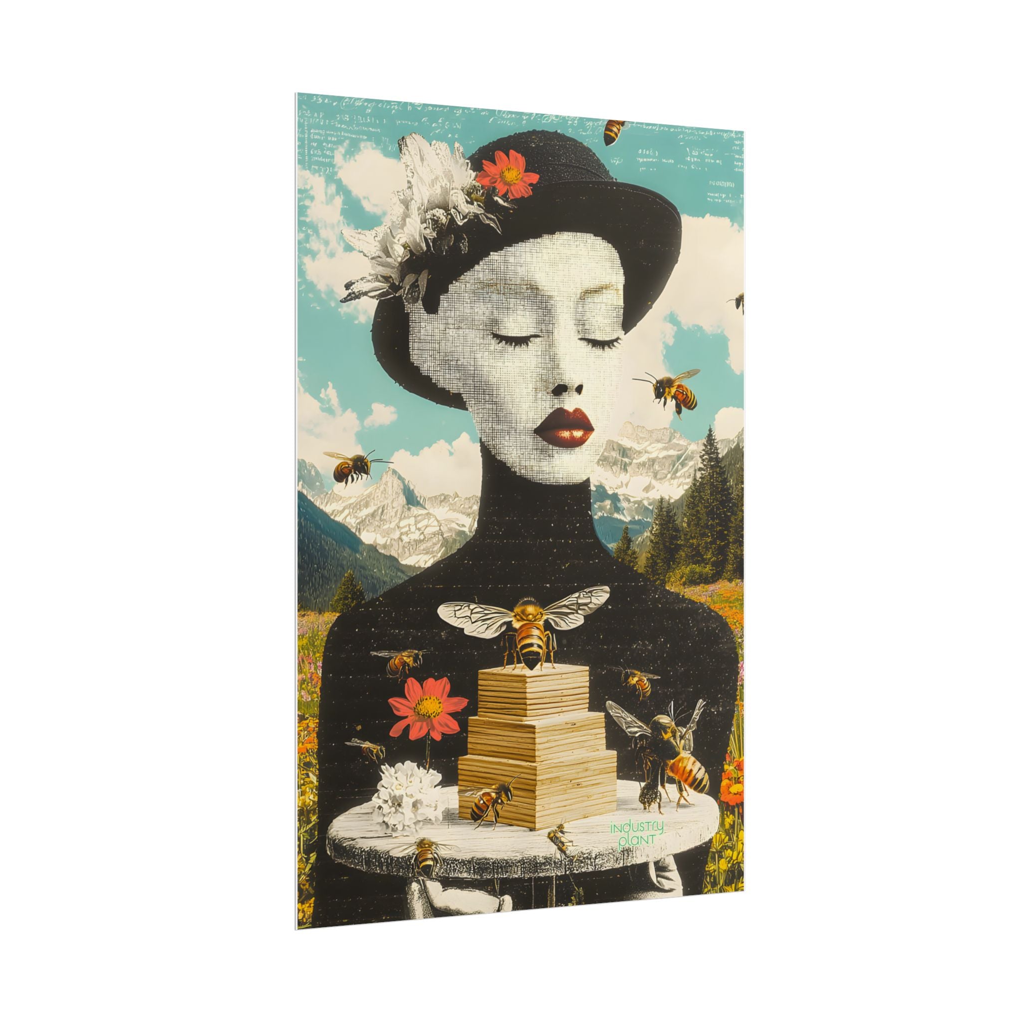 BEE STING LIPS BAE Fine Art Poster — Surreal Bee Lady Fine Art Print by INDUSTRY PLANT @AutoPaybump