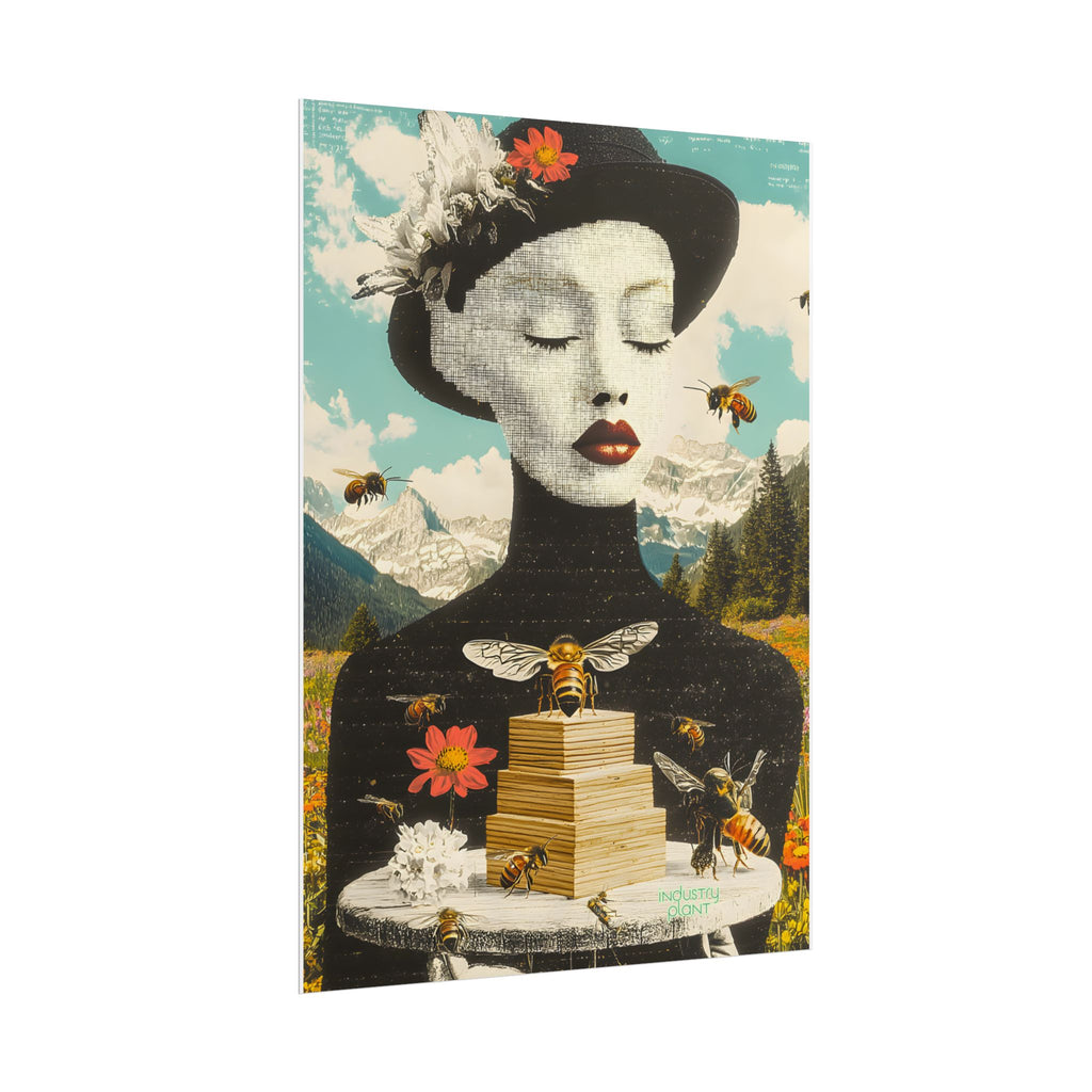 BEE STING LIPS BAE Fine Art Poster — Surreal Bee Lady Fine Art Print by INDUSTRY PLANT @AutoPaybump