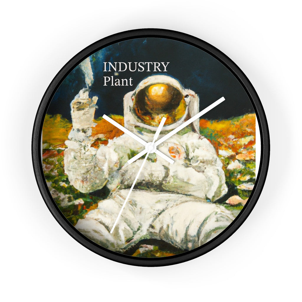 ASTRO STONER Wall Clock — Decorative BOTANICAL ASTRONAUT THEMED Pattern Clock for Office & Study by Industry Plant