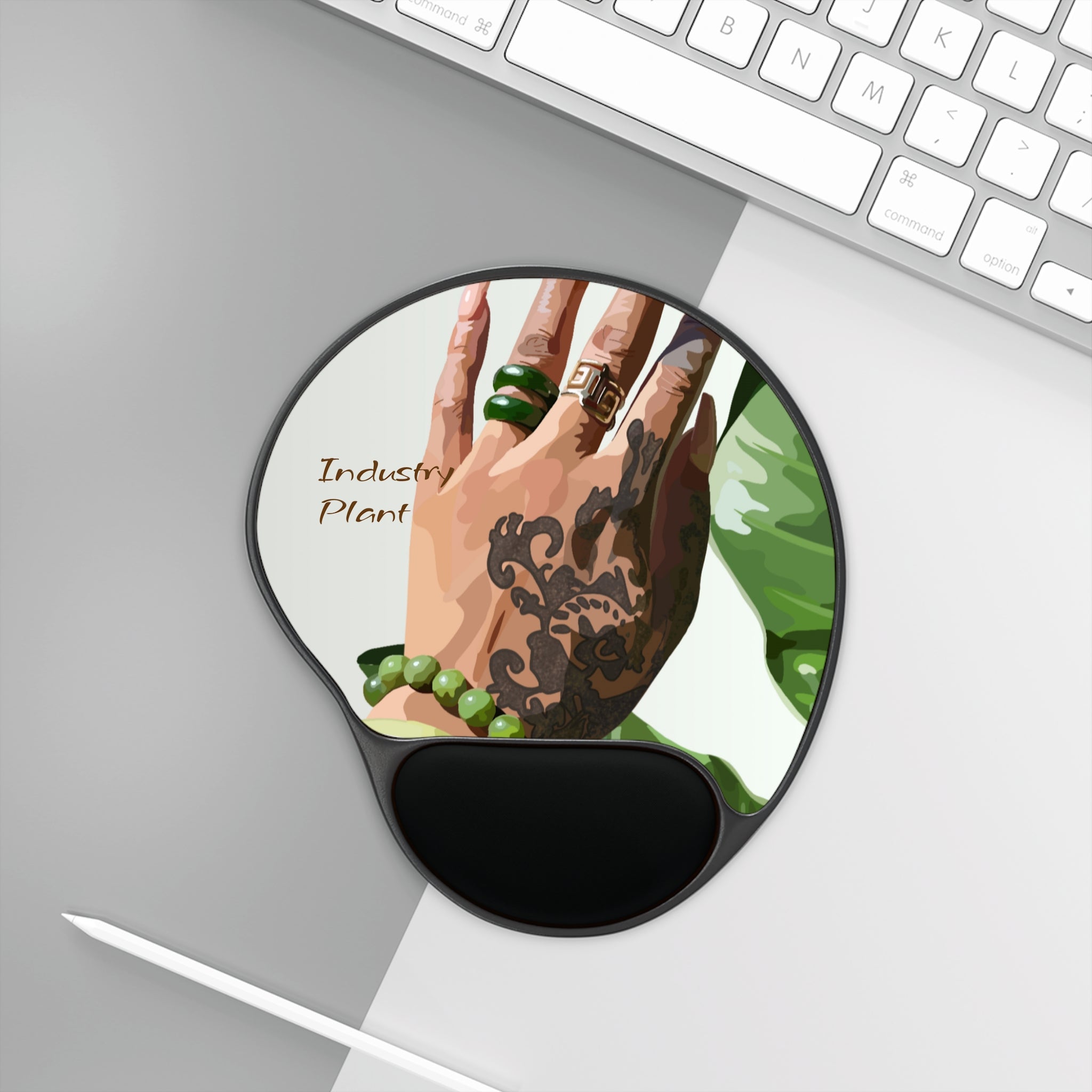 TATTED GREEN THUMB Creative Mouse Pad with Wrist Rest | Designed by Industry Plant @AutoPaybump