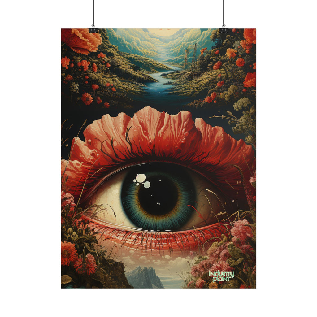 Eye Bloom Here... Surreal Eye Landscape Fine Art Poster – Psychedelic Floral Eye Fine Art Print by INDUSTRY PLANT @AutoPaybump