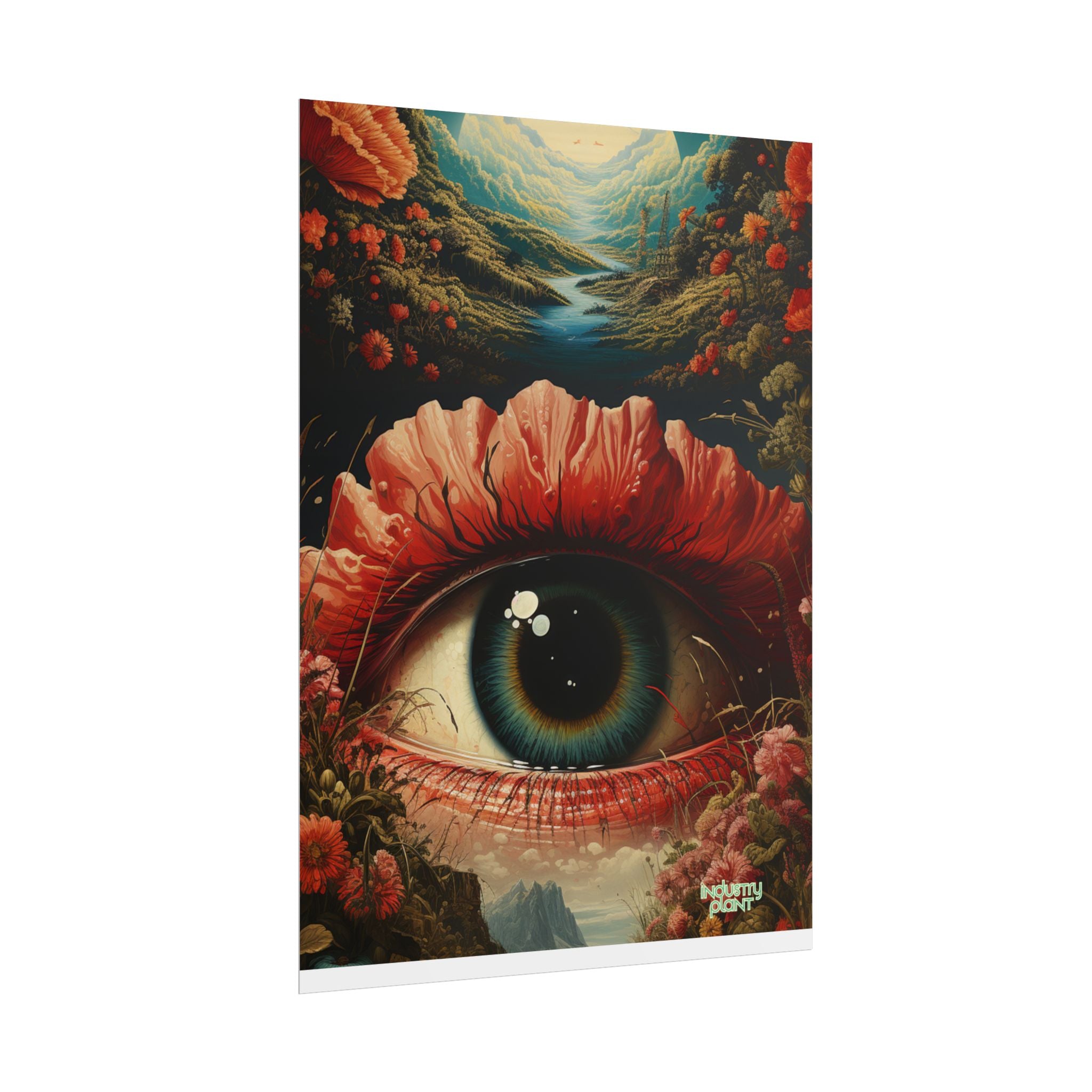 Eye Bloom Here... Surreal Eye Landscape Fine Art Poster – Psychedelic Floral Eye Fine Art Print by INDUSTRY PLANT @AutoPaybump