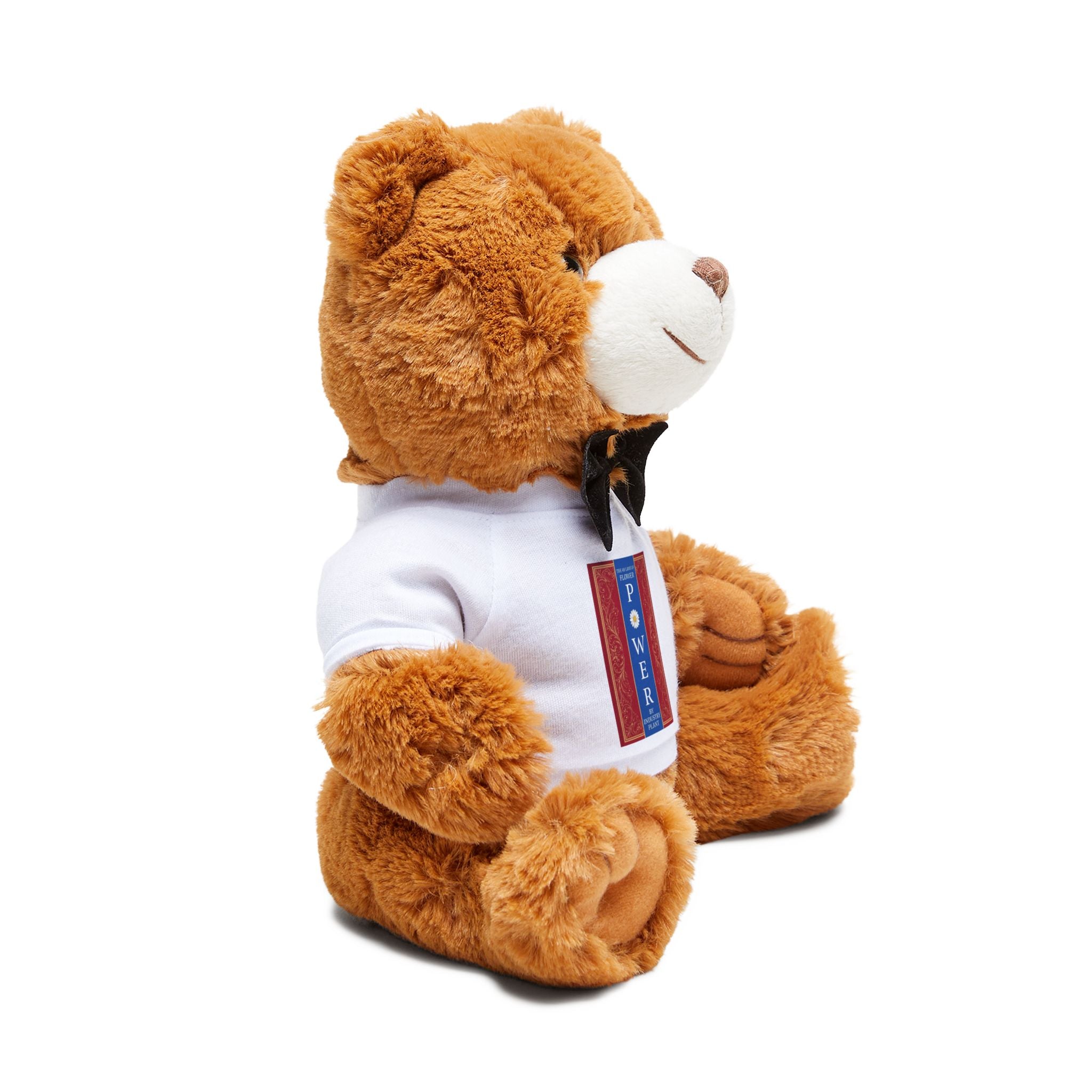 Adorable Teddy Bear with "48 LAWS of FLOWER POWER" T‑Shirt — Plush Gift for Kids & Adults by Industry Plant