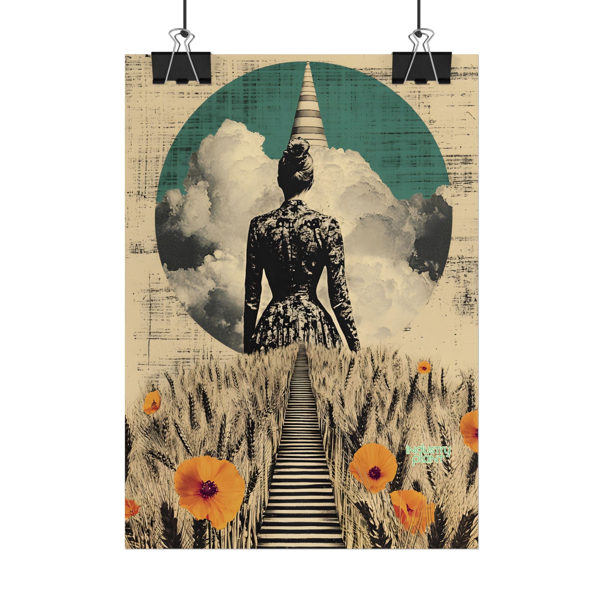 WHEAT SUPREMACIST Surreal Journey Fine Art Poster — Dreamscape Woman, Path Through Wheat & Poppies Art Print by INDUSTRY PLANT @AutoPaybump