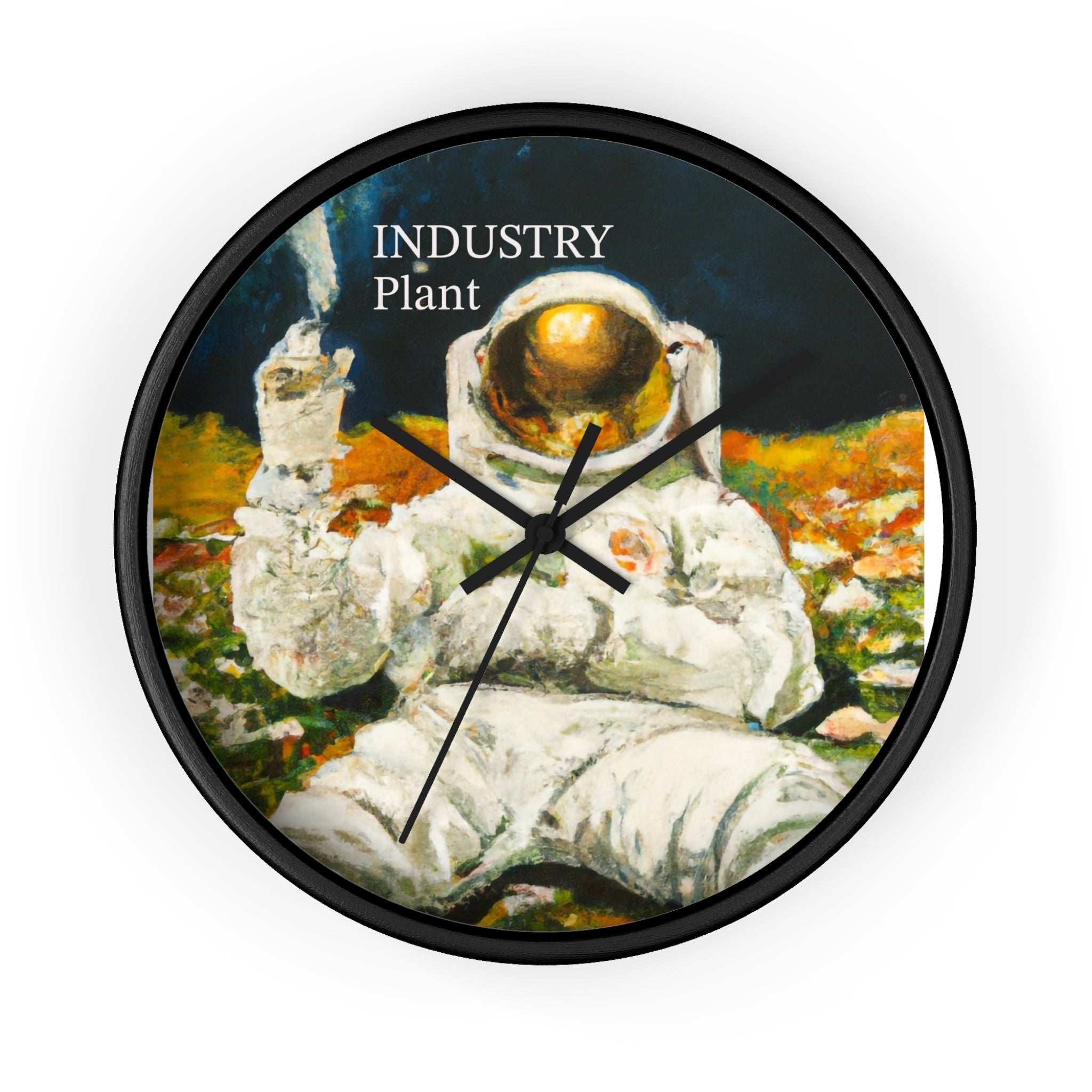 ASTRO STONER Wall Clock — Decorative BOTANICAL ASTRONAUT THEMED Pattern Clock for Office & Study by Industry Plant