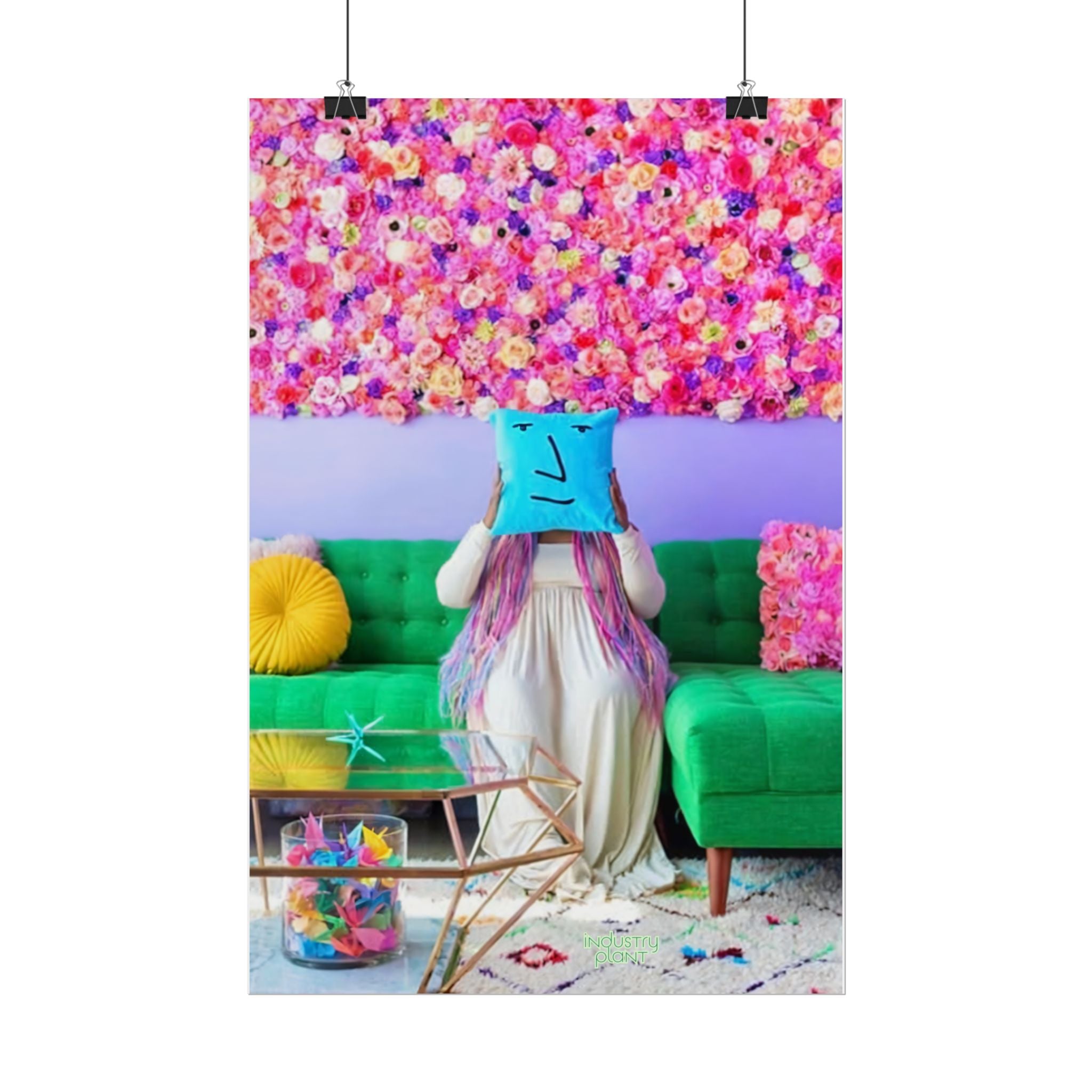 UX Unicorn Queen Casa Colorful Floral Living Room Fine Art Poster — Whimsical Pillow Face Fine Art Print by INDUSTRY PLANT @AutoPaybump