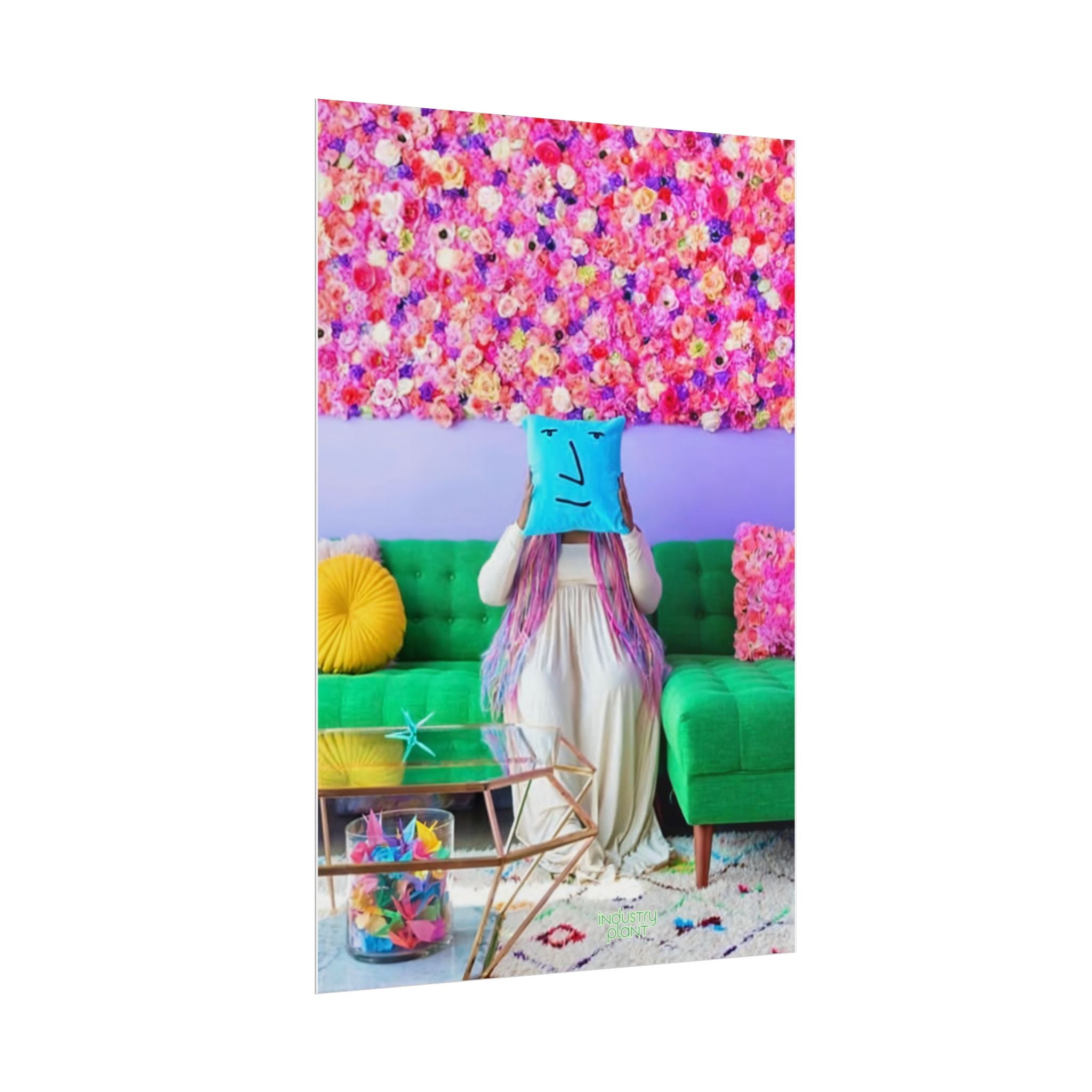 UX Unicorn Queen Casa Colorful Floral Living Room Fine Art Poster — Whimsical Pillow Face Fine Art Print by INDUSTRY PLANT @AutoPaybump