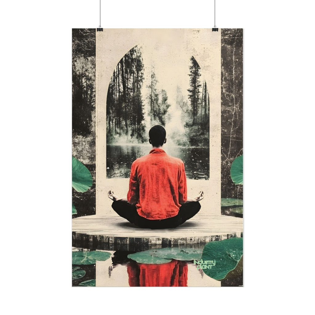 IMMERSIVE NATURE THERAPY Meditation Fine Art Poster — Red Jacket Seated Yogi, Nature Reflection Wall Fine Art by INDUSTRY PLANT @Autopaybump
