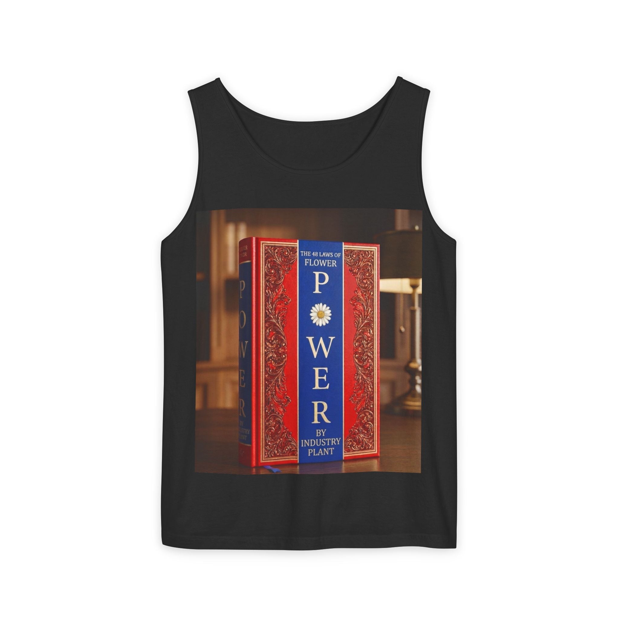 48 LAWS of FLOWER POWER Tank Top — Vintage 'Flower Power' Book Cover Graphic by Industry Plant