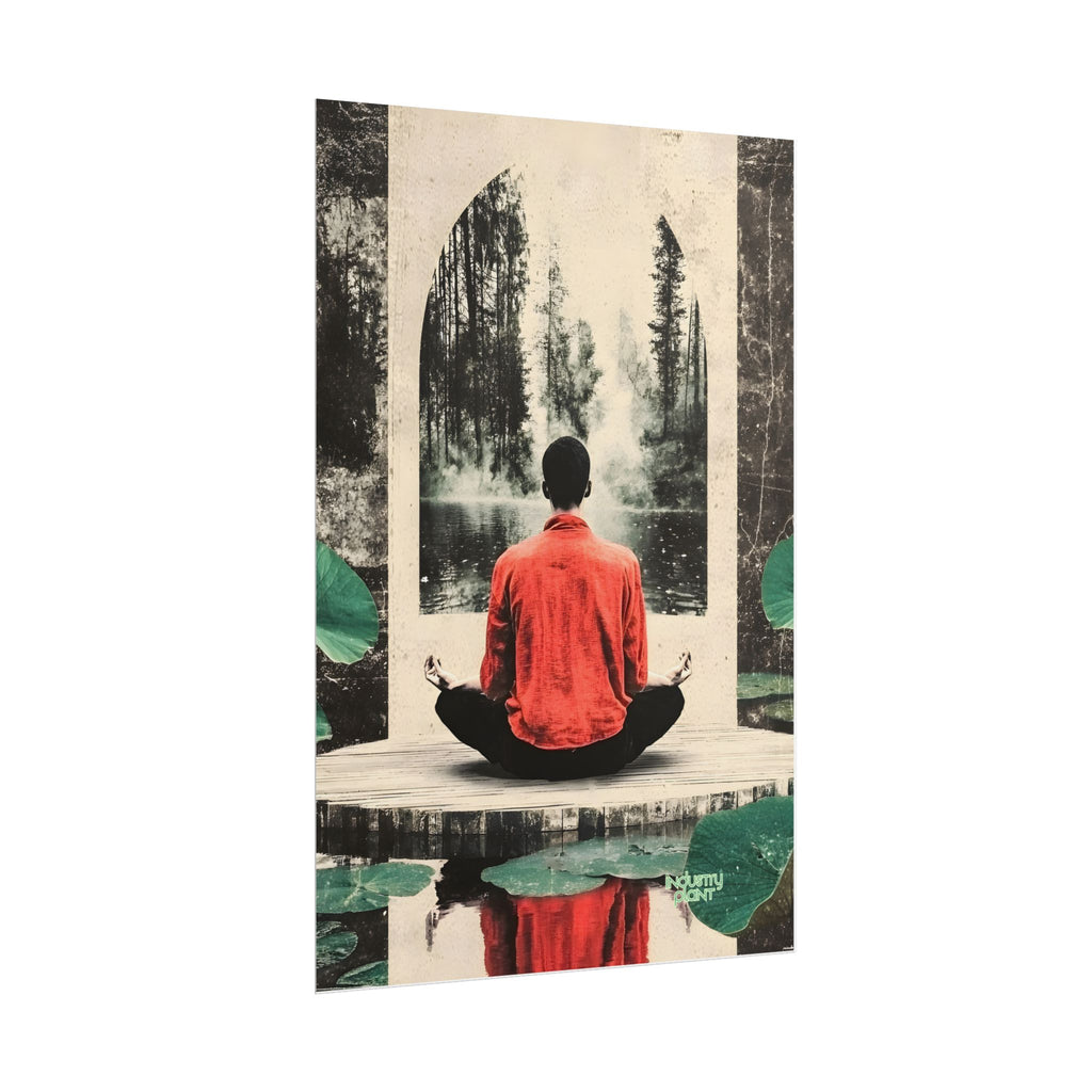 IMMERSIVE NATURE THERAPY Meditation Fine Art Poster — Red Jacket Seated Yogi, Nature Reflection Wall Fine Art by INDUSTRY PLANT @Autopaybump
