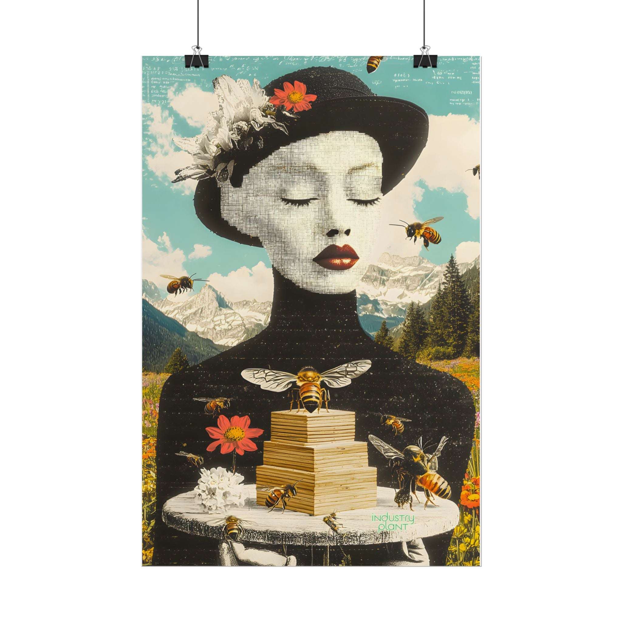BEE STING LIPS BAE Fine Art Poster — Surreal Bee Lady Fine Art Print by INDUSTRY PLANT @AutoPaybump