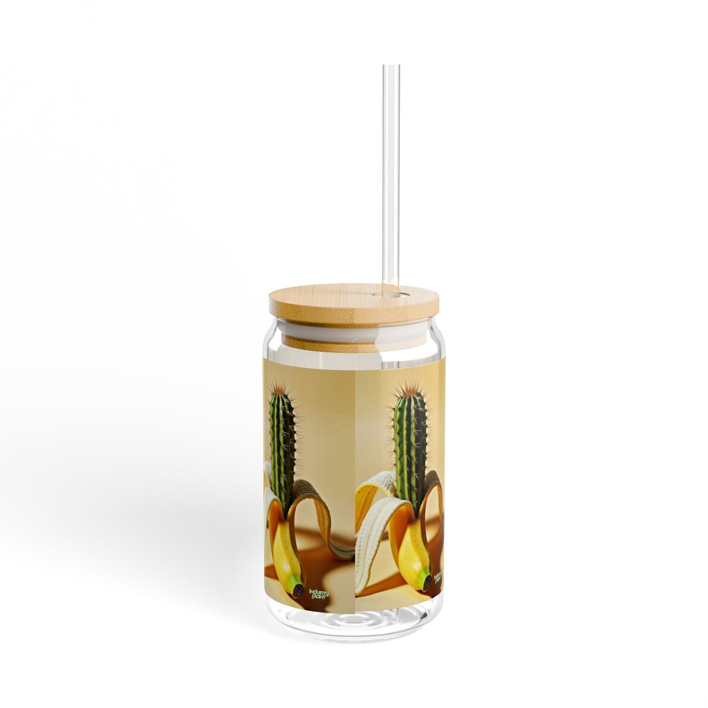 PEEL MY PRICKLED PECKER Stylish Bamboo Lid Sipper Glass - 16oz with Artistic Design by INDUSTRY PLANT @AutoPaybump