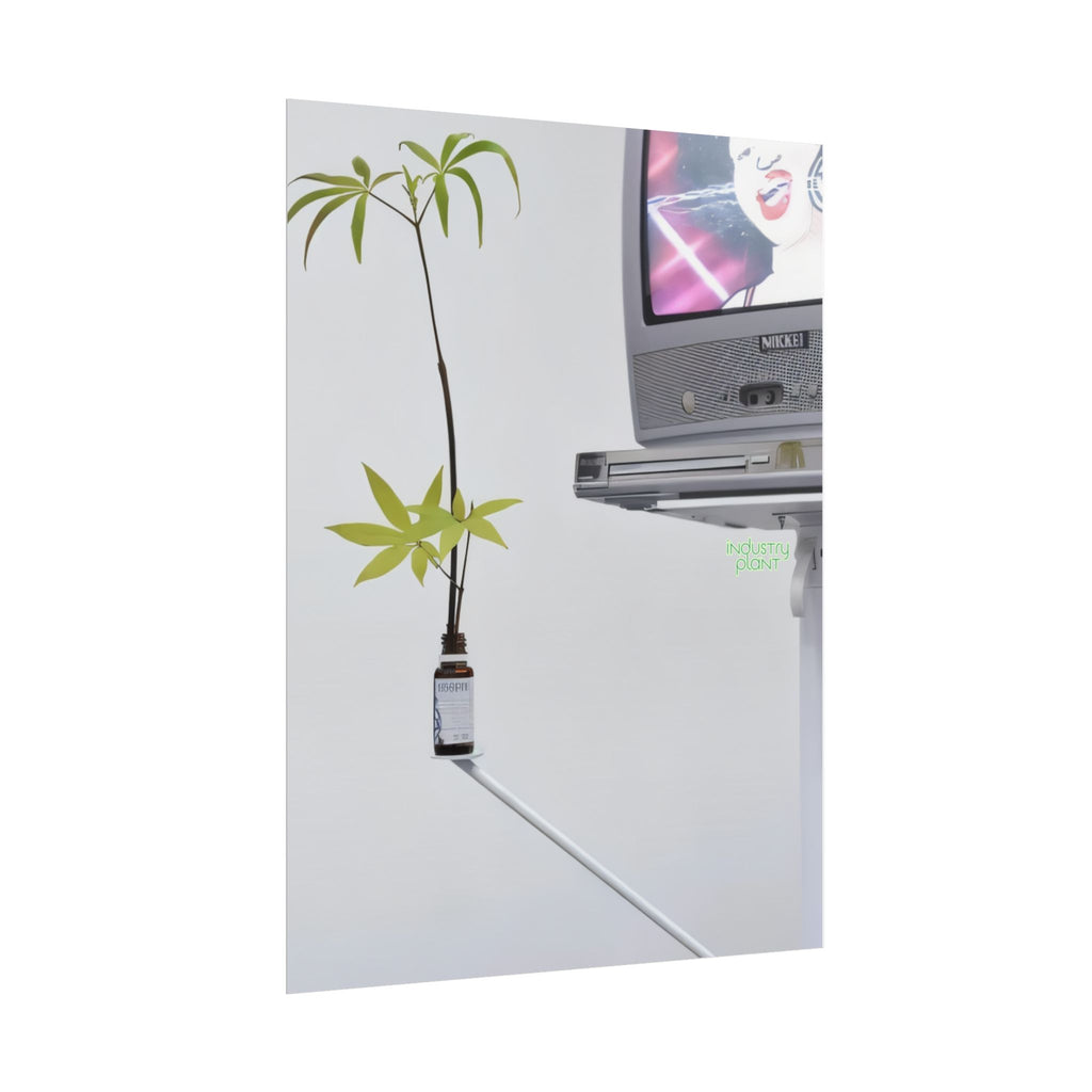 WEED TV Minimalist Cannabis Plant & Retro TV Fine Art Poster — Modern Vaporwave Wall Art by INDUSTRY PLANT @AutoPaybump