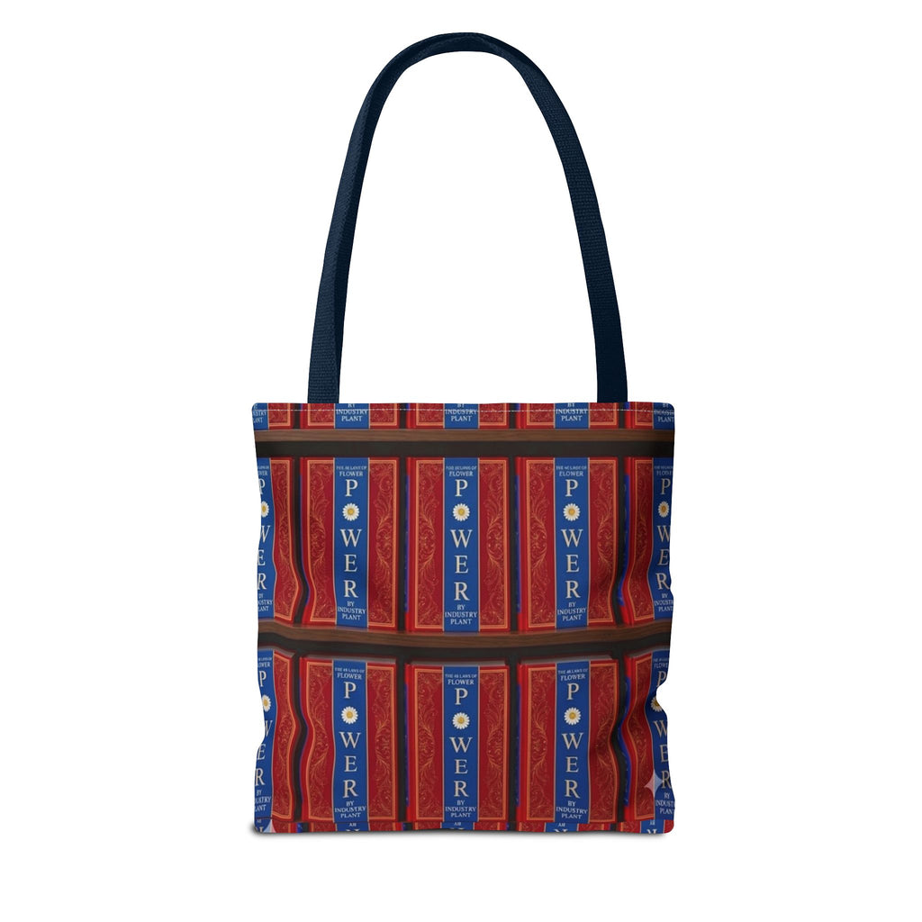 48 LAWS of FLOWER POWER by INDUSTRY PLANT Tote Bag — Vintage Library Pattern AOP Bookstore Tote by INDUSTRY PLANT