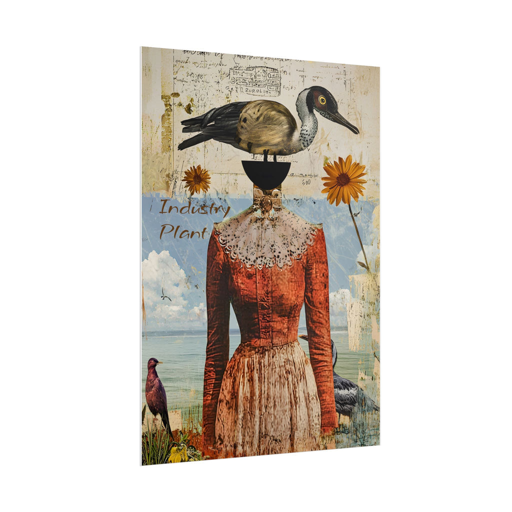 SHE CARRIES HER "BIRD-ENS" WELL Surreal Vintage Fine Art Collage Poster – Duck-Head Lady Wall Fine Art by INDUSTRY PLANT @AutoPaybump