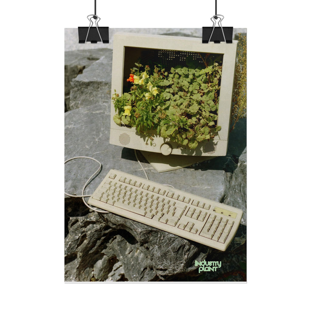 MICRO"green"SOFT PC Retro Plant PC Fine Art Poster — Vintage Computer with Succulents Fine Art Print by Industry Plant by @AutoPaybump