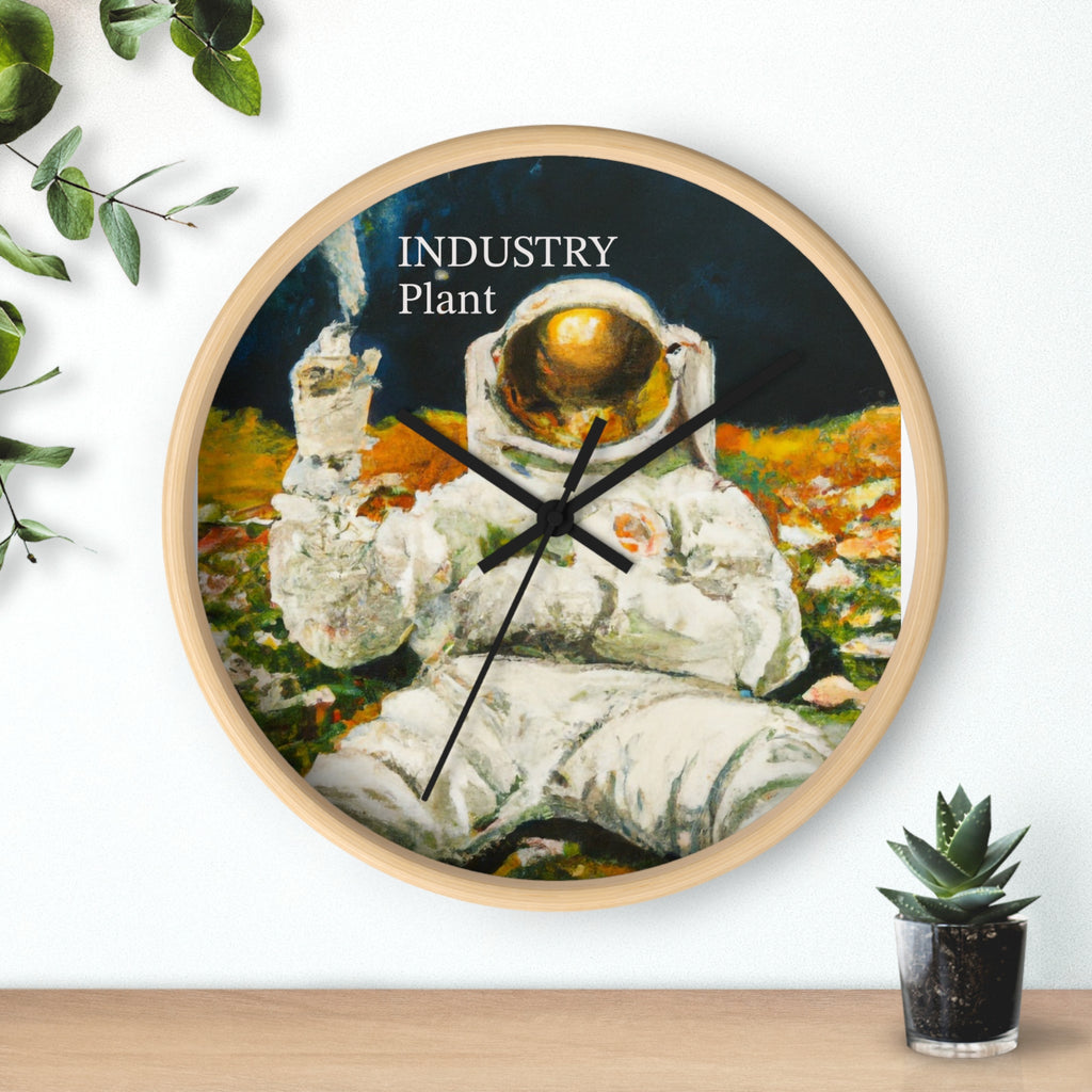 ASTRO STONER Wall Clock — Decorative BOTANICAL ASTRONAUT THEMED Pattern Clock for Office & Study by Industry Plant