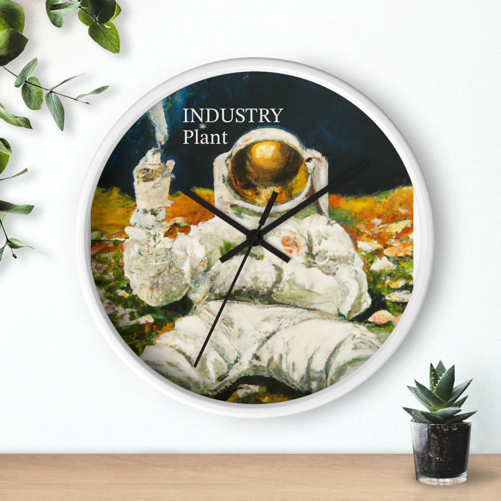 ASTRO STONER Wall Clock — Decorative BOTANICAL ASTRONAUT THEMED Pattern Clock for Office & Study by Industry Plant