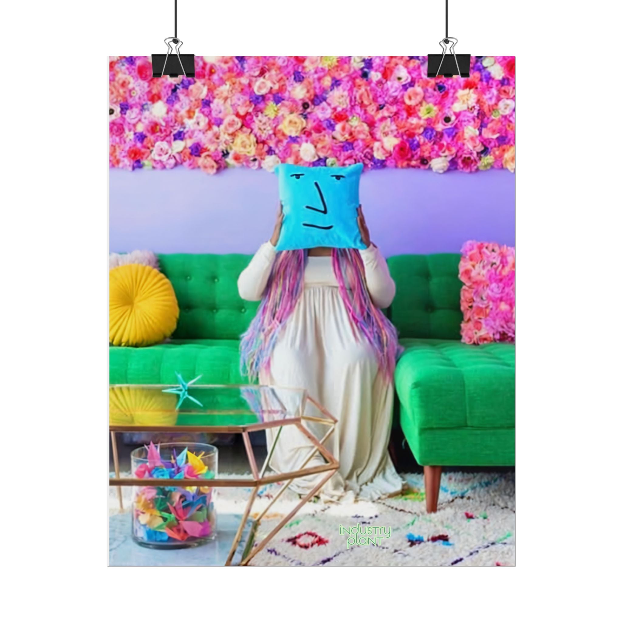 UX Unicorn Queen Casa Colorful Floral Living Room Fine Art Poster — Whimsical Pillow Face Fine Art Print by INDUSTRY PLANT @AutoPaybump