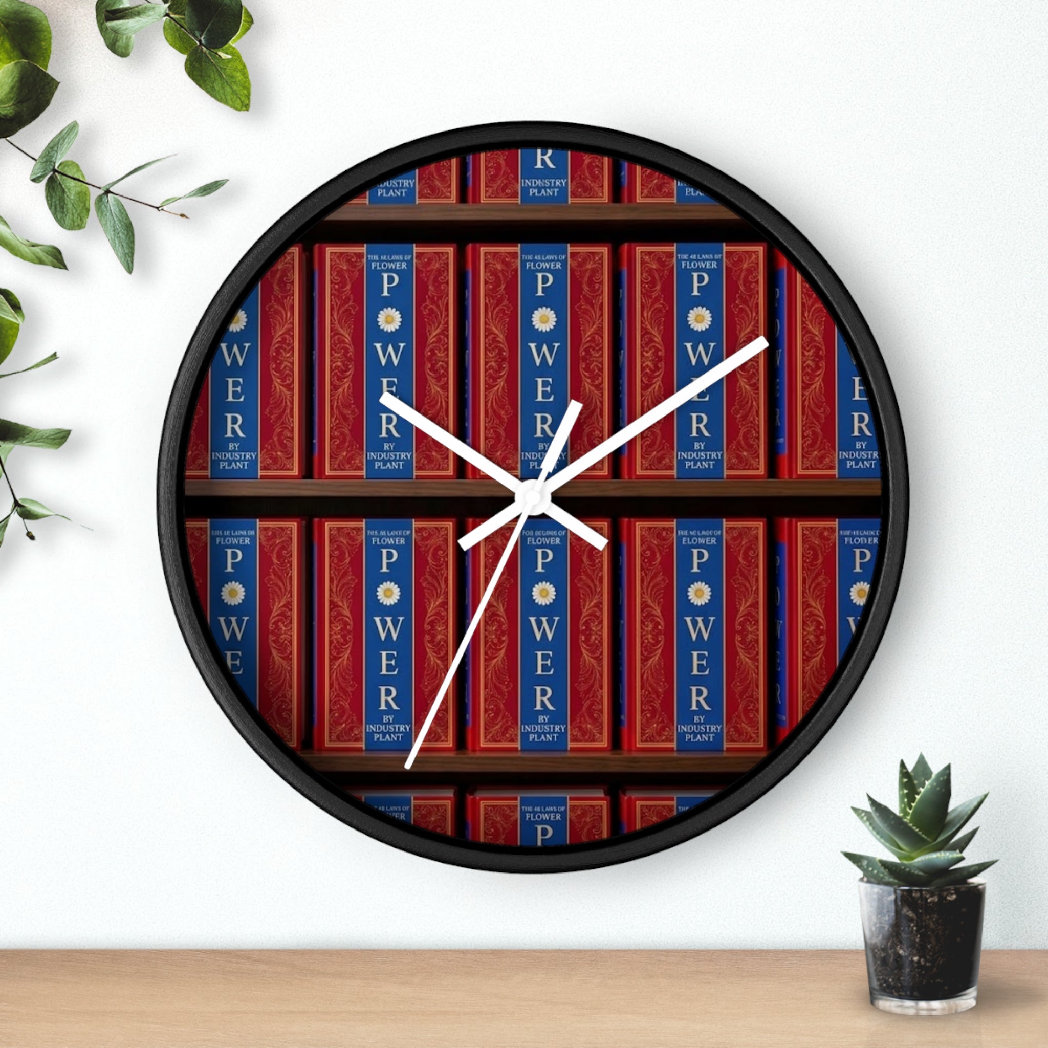 48 LAWS of FLOWER POWER Wall Clock — Decorative 'FLOWER POWER' #BookTok Spine Pattern Clock for Office & Study by Industry Plant