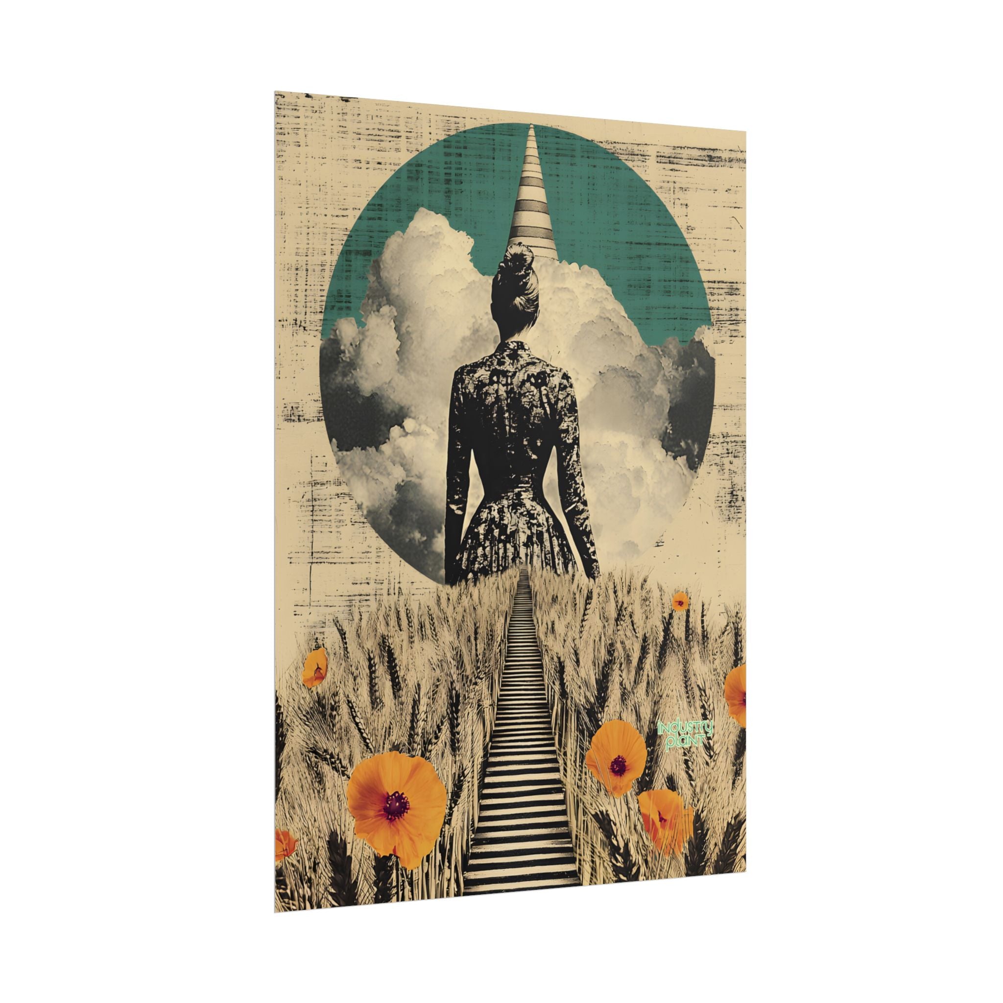 WHEAT SUPREMACIST Surreal Journey Fine Art Poster — Dreamscape Woman, Path Through Wheat & Poppies Art Print by INDUSTRY PLANT @AutoPaybump