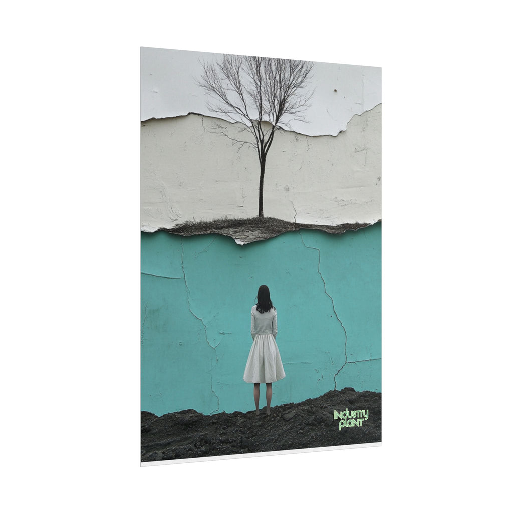 BRANCHING OFF ON MY OWN Surreal Manic Pixie Girl Fine Art Poster - Minimalist Tree & Torn Wall Fine Art by INDUSTRY PLANT @AutoPaybump