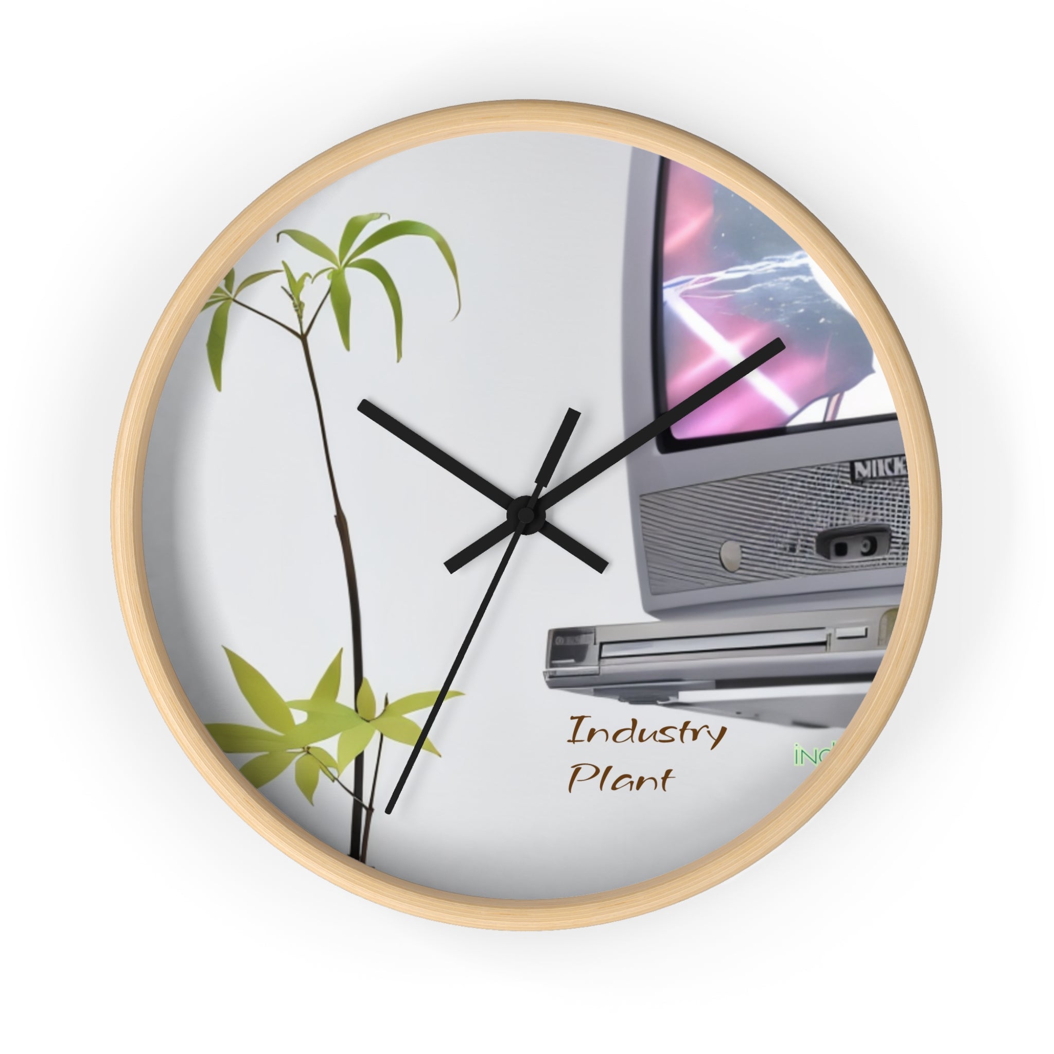 WEED TV Wall Clock — Decorative Cannabis Smoker Enthusiast Fine Art Print Clock for Office & Study by Industry Plant