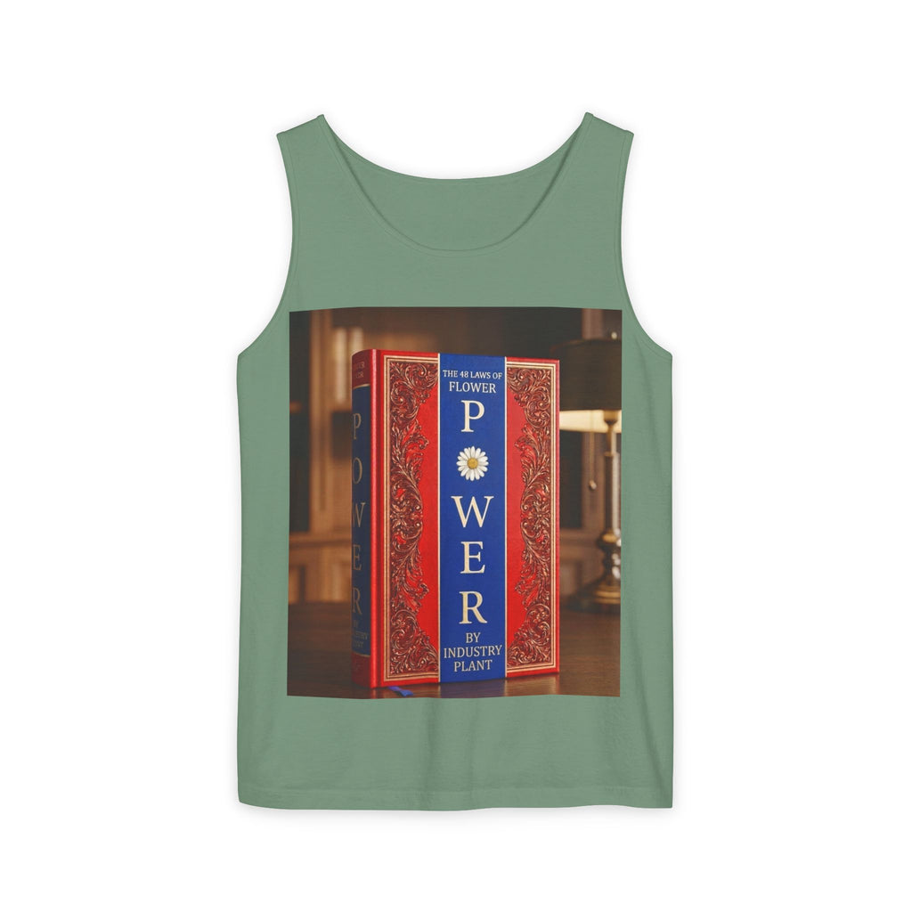 48 LAWS of FLOWER POWER Tank Top — Vintage 'Flower Power' Book Cover Graphic by Industry Plant