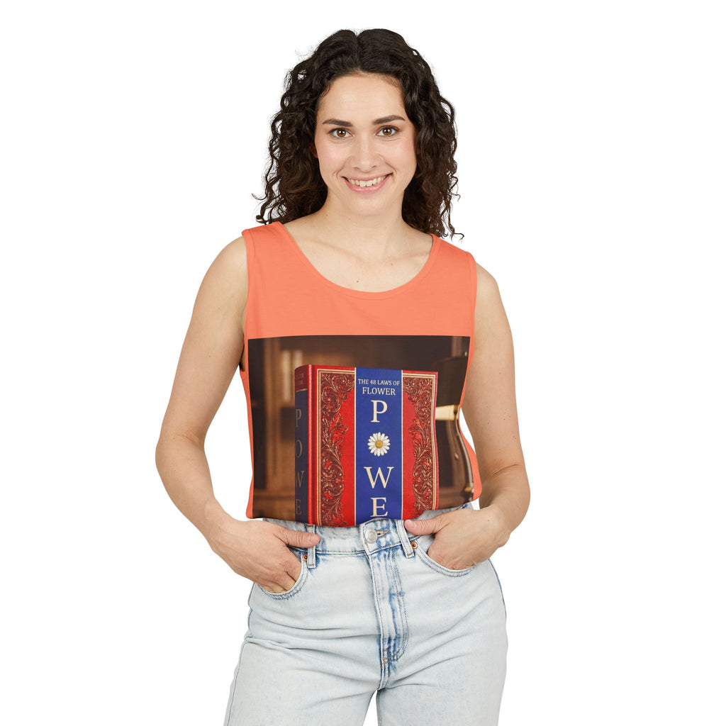 48 LAWS of FLOWER POWER Tank Top — Vintage 'Flower Power' Book Cover Graphic by Industry Plant