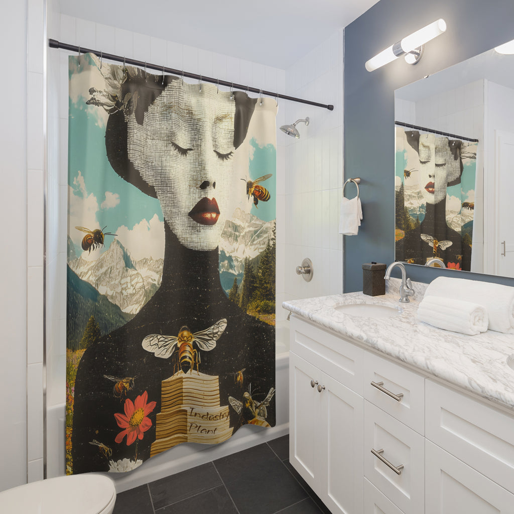 BEE STING LIPS BAE Shower Curtain by Industry Plant