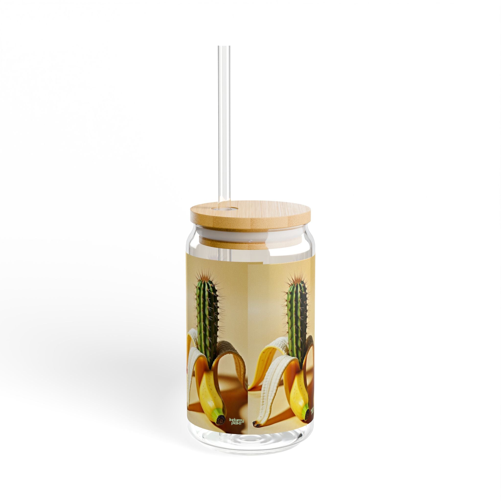 PEEL MY PRICKLED PECKER Stylish Bamboo Lid Sipper Glass - 16oz with Artistic Design by INDUSTRY PLANT @AutoPaybump