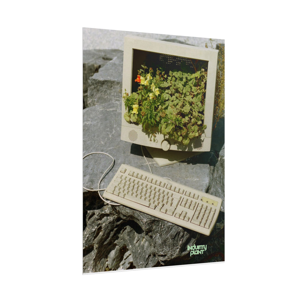 MICRO"green"SOFT PC Retro Plant PC Fine Art Poster — Vintage Computer with Succulents Fine Art Print by Industry Plant by @AutoPaybump