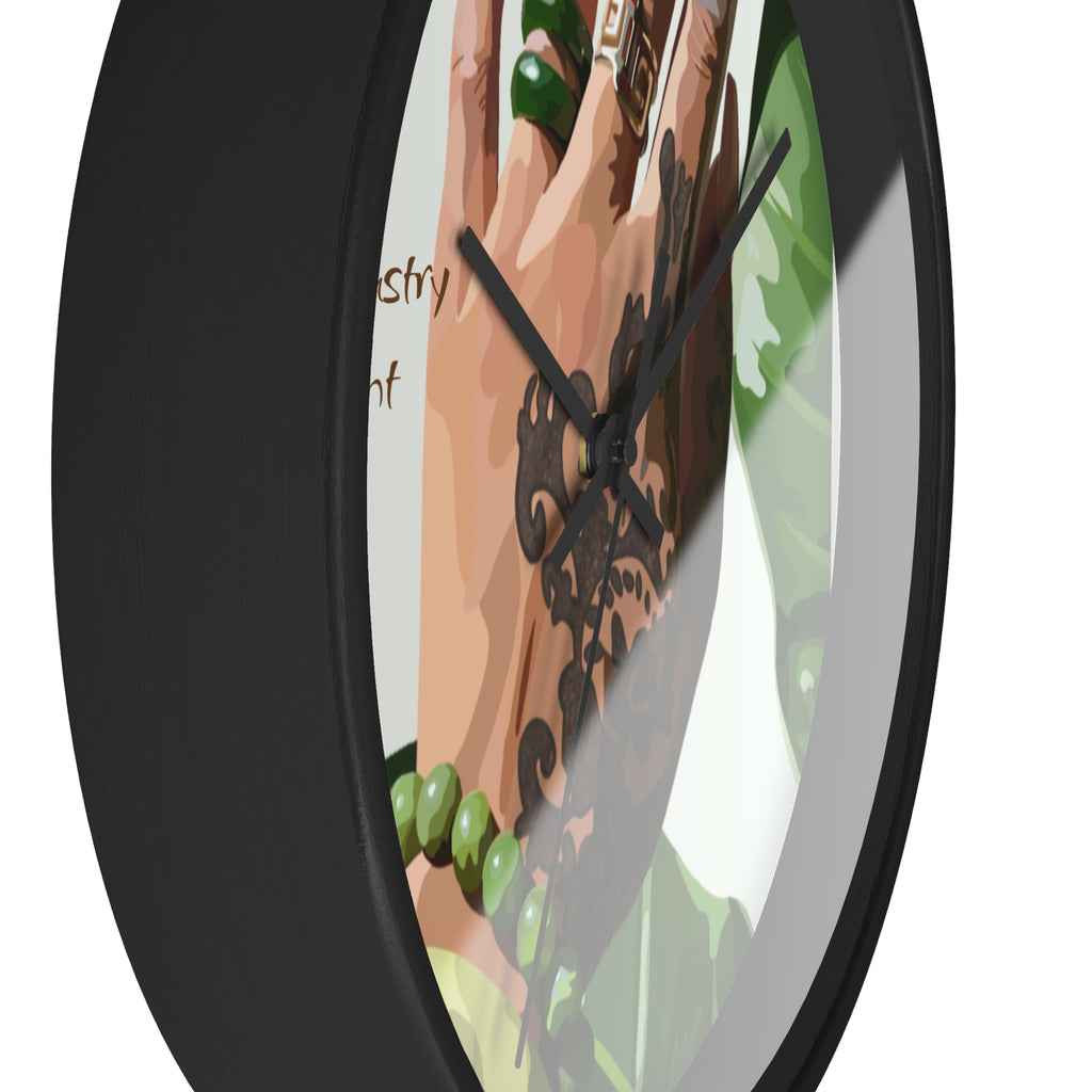 TATTED GREEN THUMB Wall Clock — Decorative Plant Parent Gift Fine Art Print Clock for Office & Study by Industry Plant