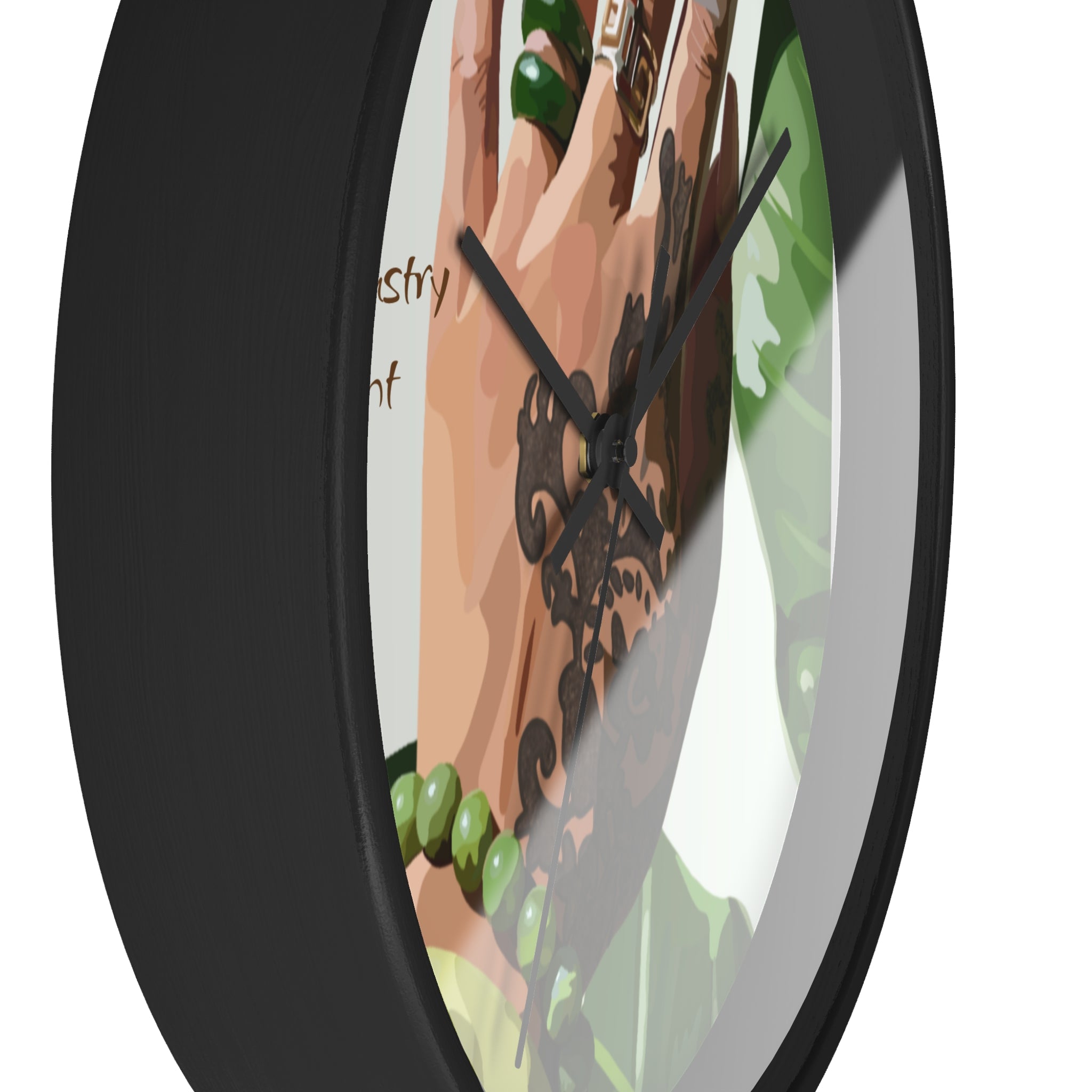 TATTED GREEN THUMB Wall Clock — Decorative Plant Parent Gift Fine Art Print Clock for Office & Study by Industry Plant